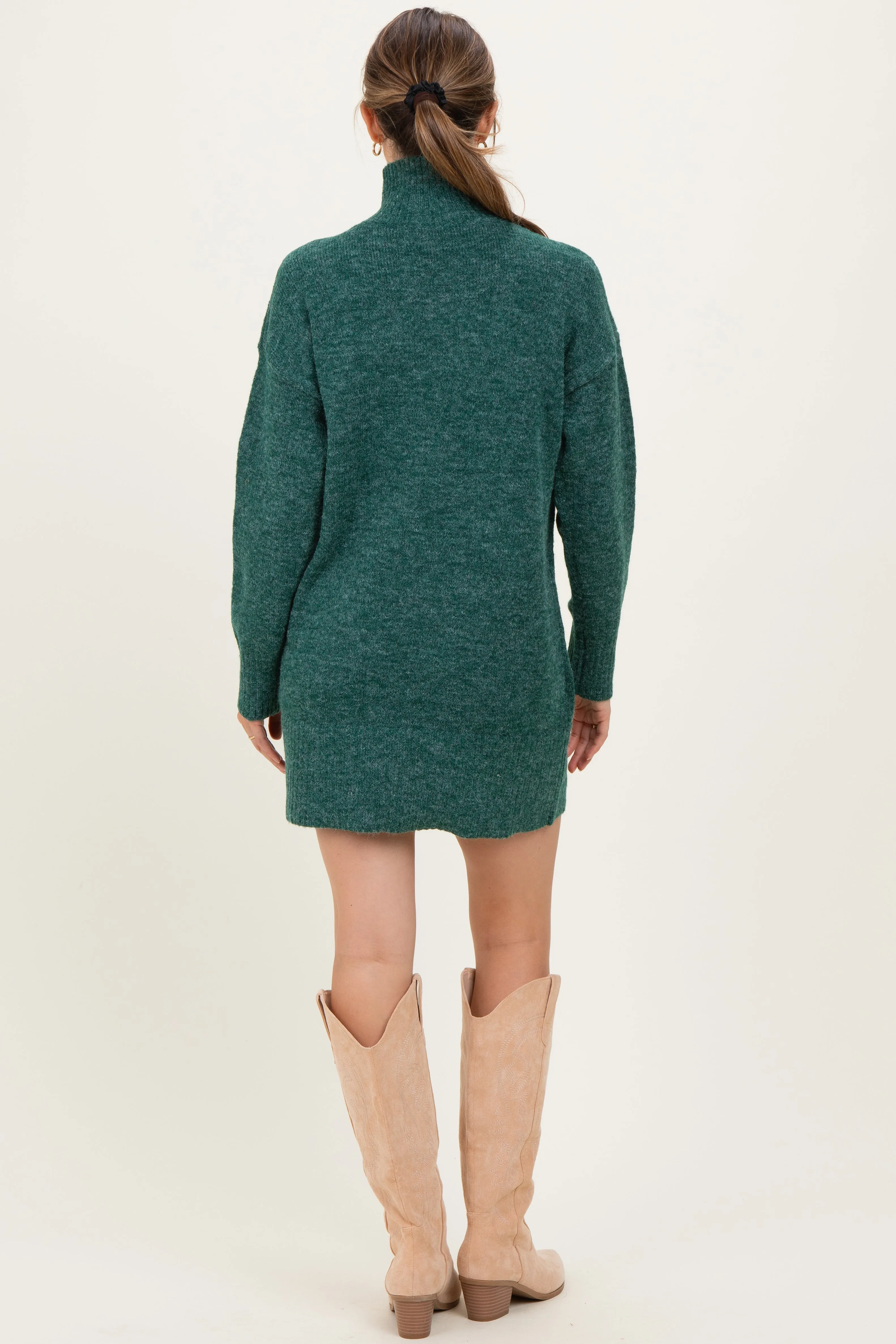 Green High Neck Sweater Maternity Mini Dress sold by Pinkblush product image thumbnail 4