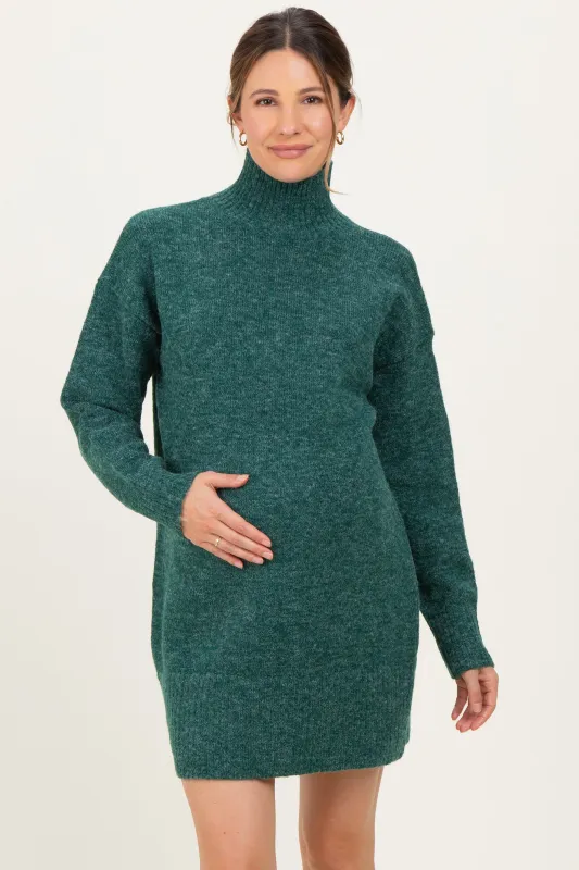 Green High Neck Sweater Maternity Mini Dress sold by Pinkblush