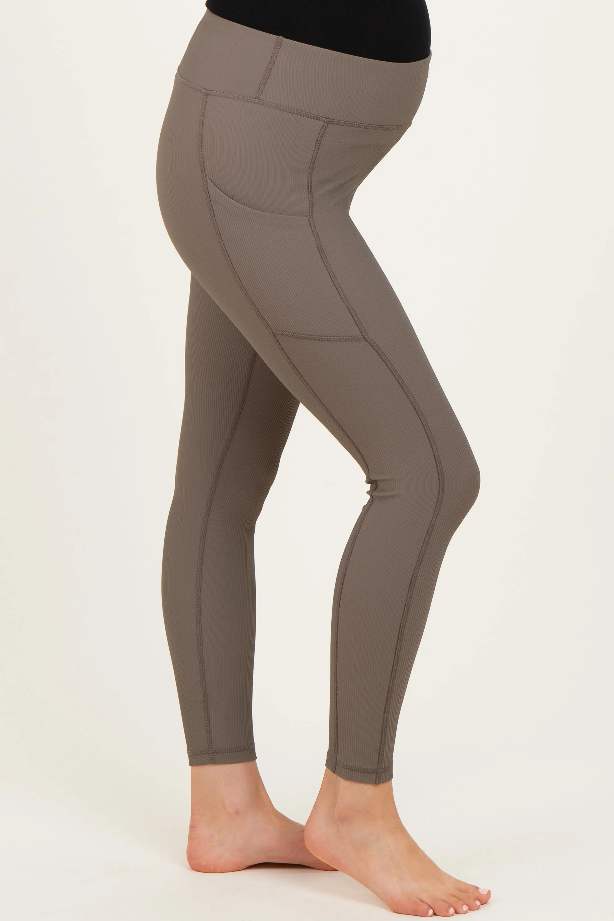Mocha Ribbed Active Maternity Legging sold by Pinkblush product image thumbnail 3