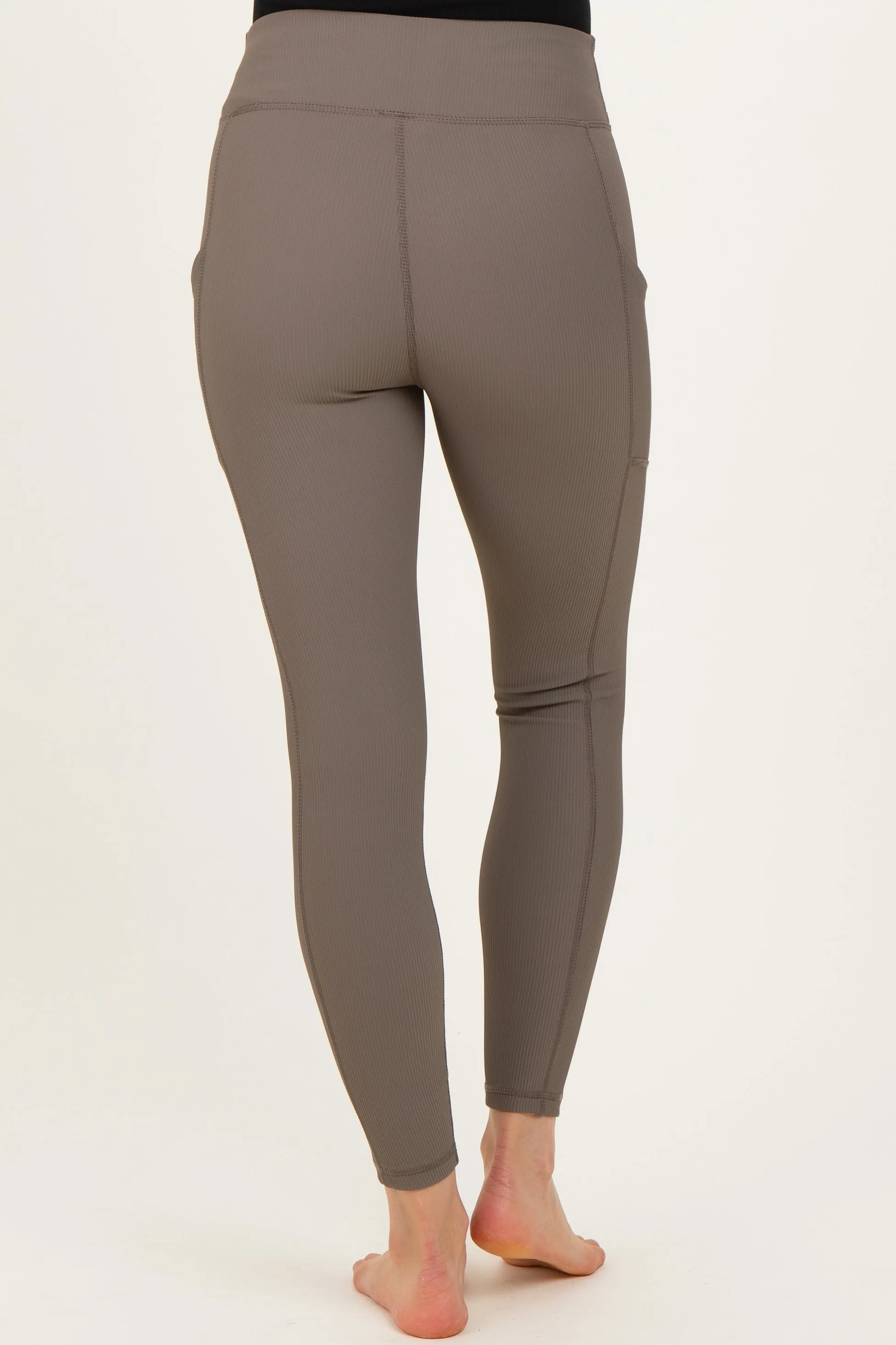 Mocha Ribbed Active Maternity Legging sold by Pinkblush product image thumbnail 4