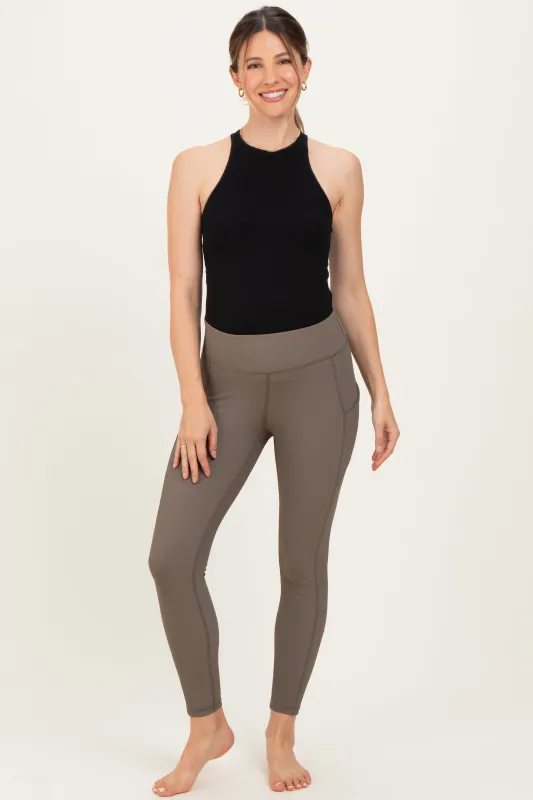 Mocha Ribbed Active Maternity Legging sold by Pinkblush