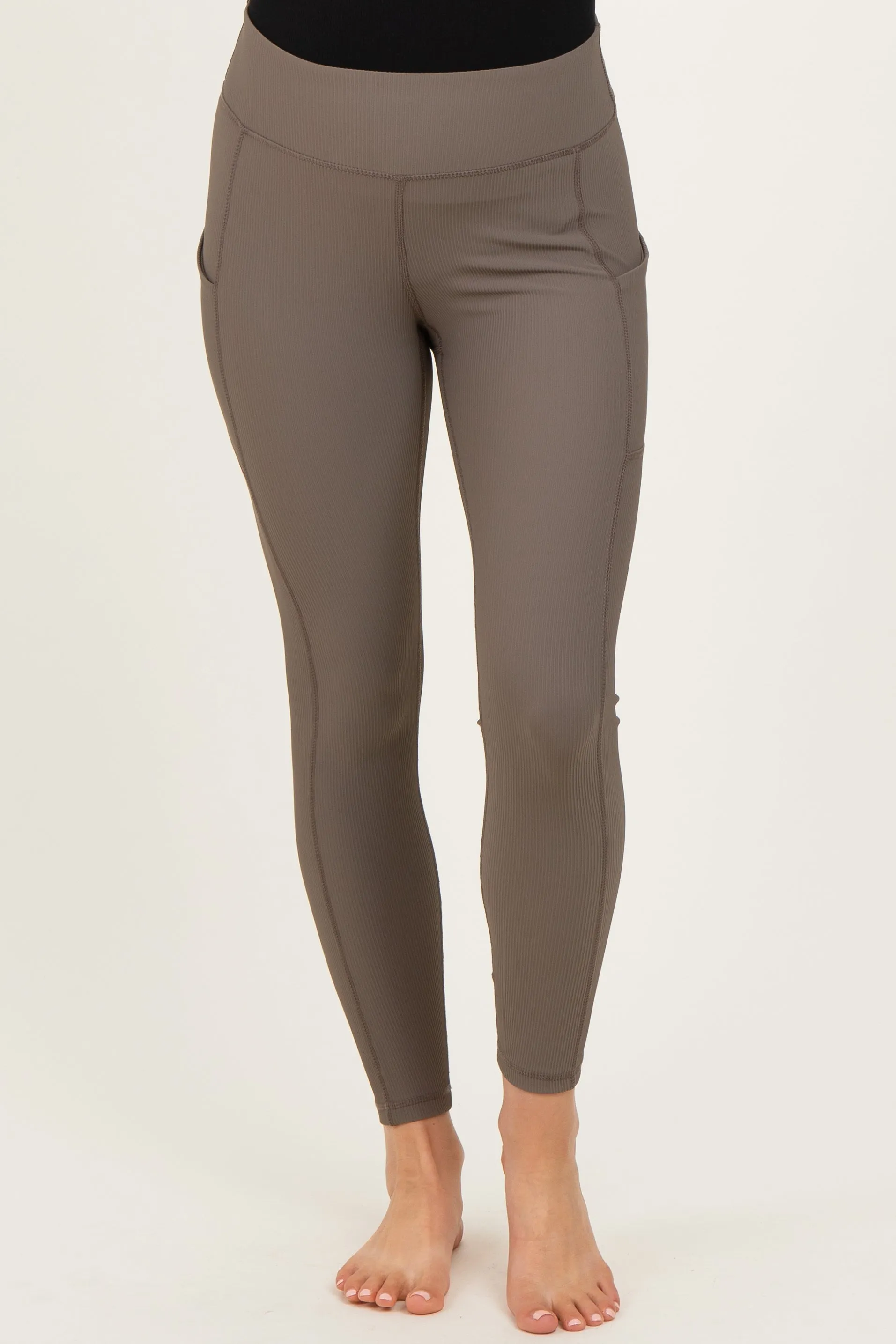 Mocha Ribbed Active Maternity Legging sold by Pinkblush product image thumbnail 2