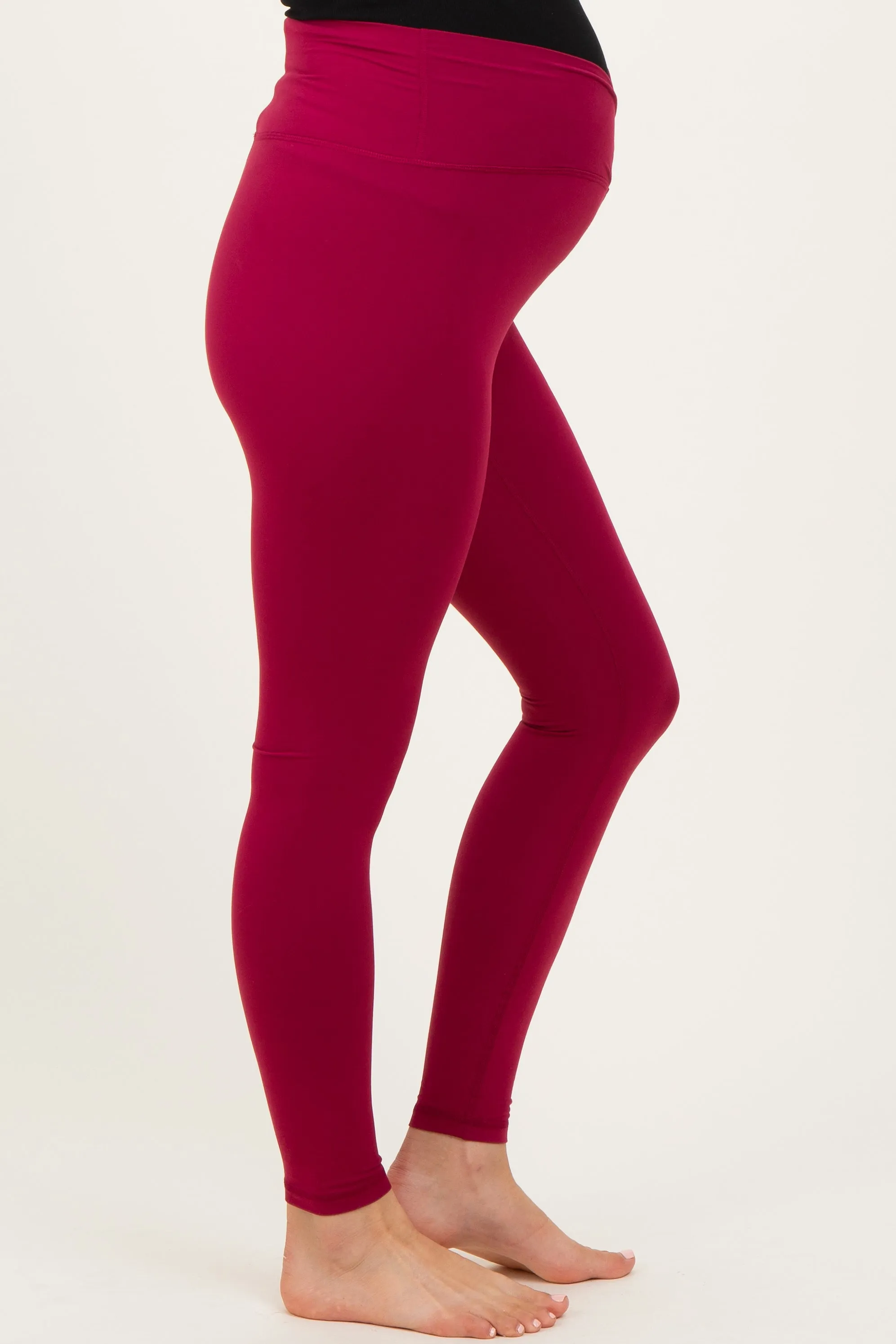 Wine Crossover Waistline Maternity Leggings sold by Pinkblush product image thumbnail 3