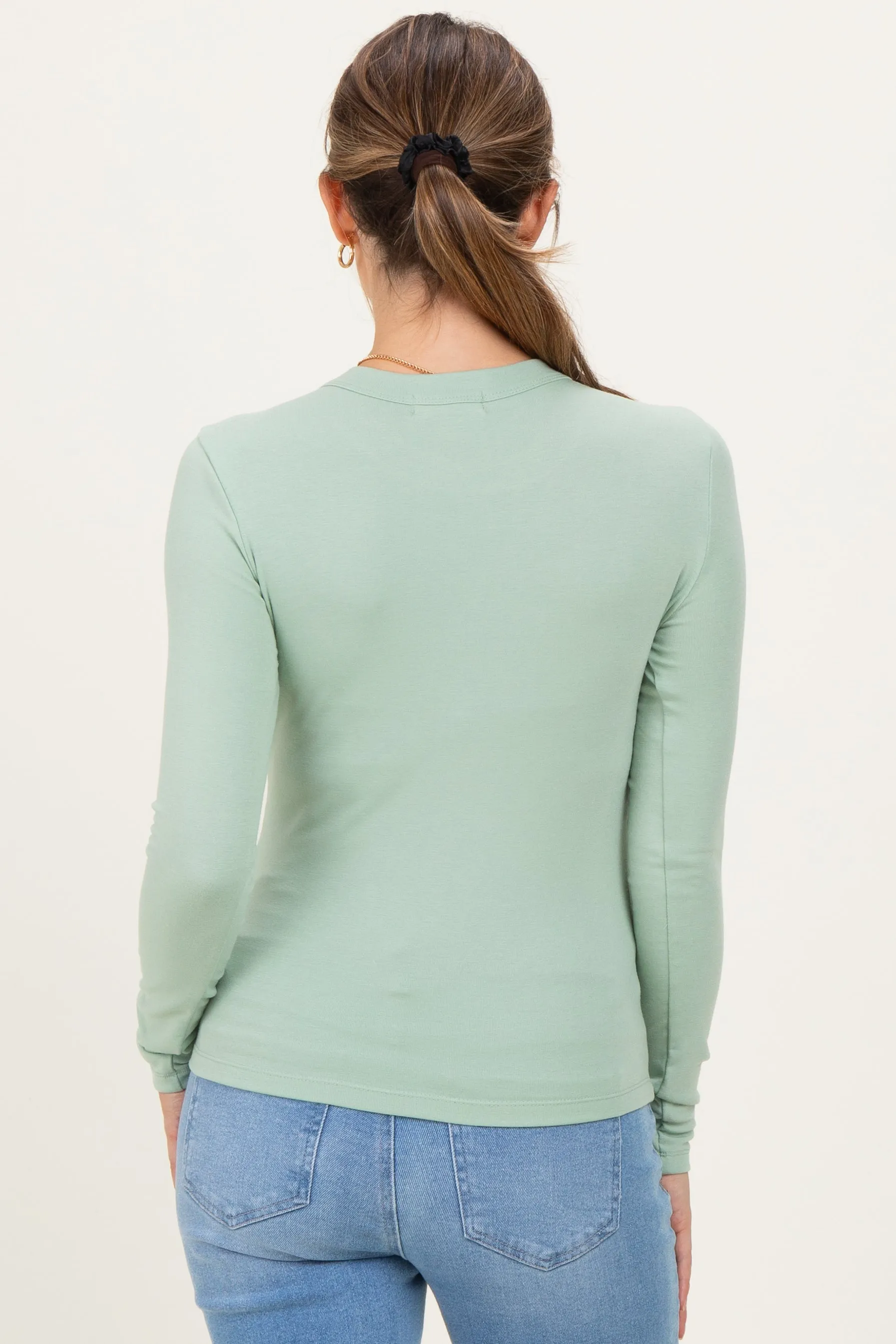 Light Green Long Sleeve Maternity Top sold by Pinkblush product image thumbnail 4