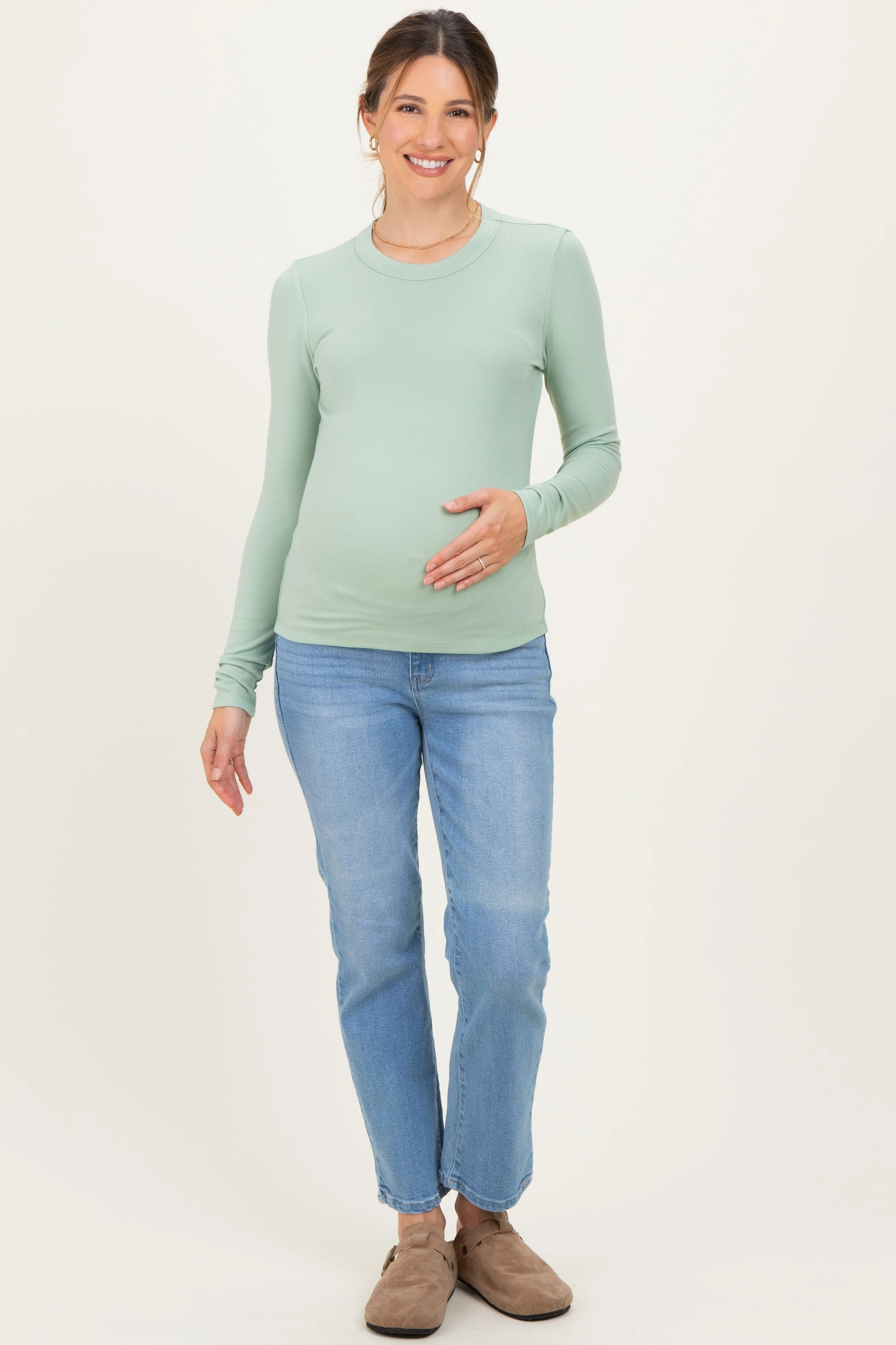 Light Green Long Sleeve Maternity Top sold by Pinkblush product image thumbnail 2