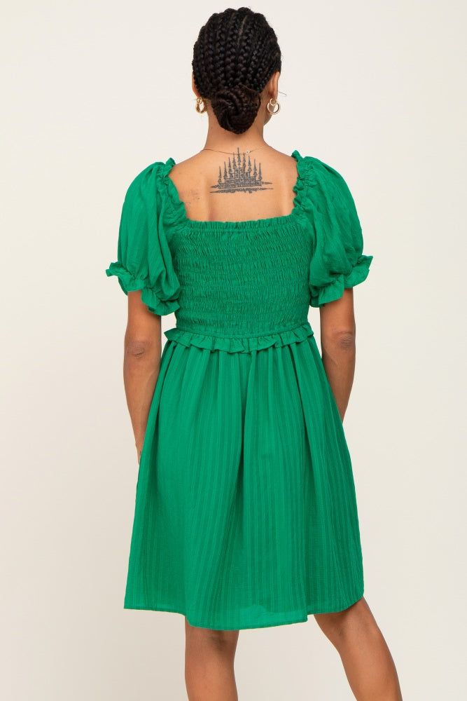 Green Smocked Puff Sleeve Dress sold by Pinkblush product image thumbnail 3