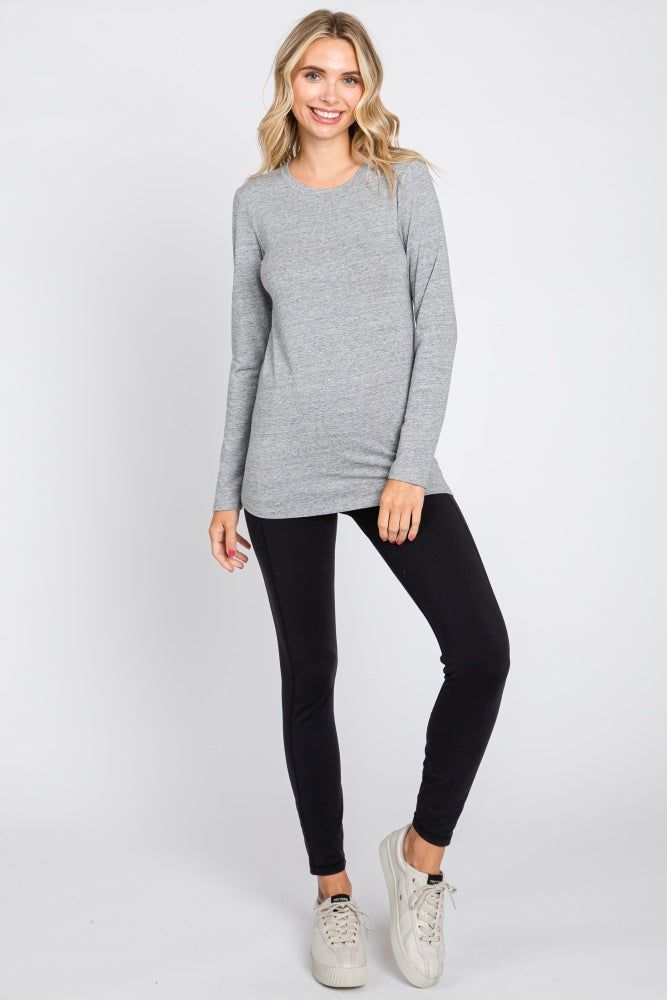 Heather Grey Ribbed Long Sleeve Top sold by Pinkblush product image thumbnail 4
