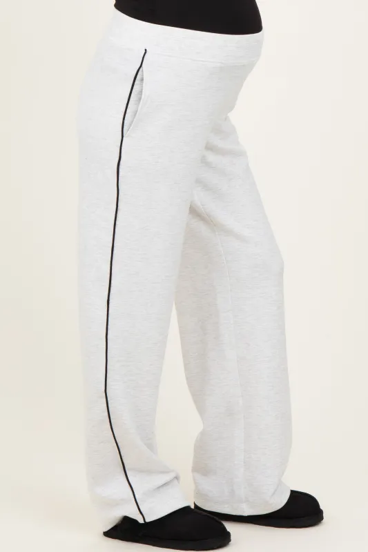 Light Heather Grey Stripe Detail Maternity Lounge Pants sold by Pinkblush