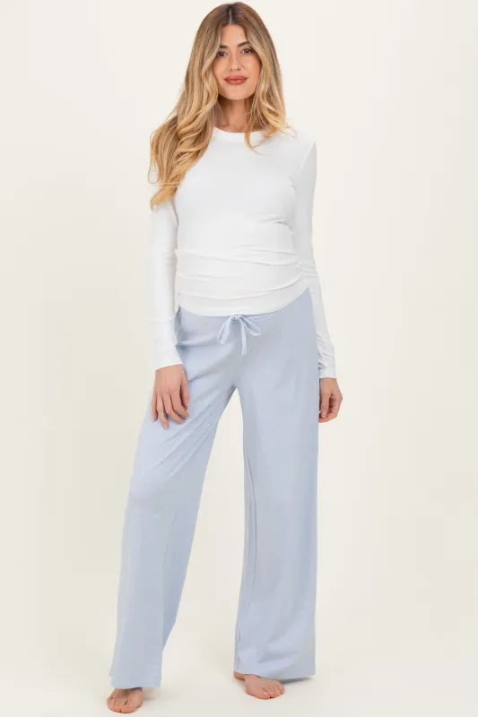 Light Blue Striped Front Tie Maternity Lounge Pants sold by Pinkblush