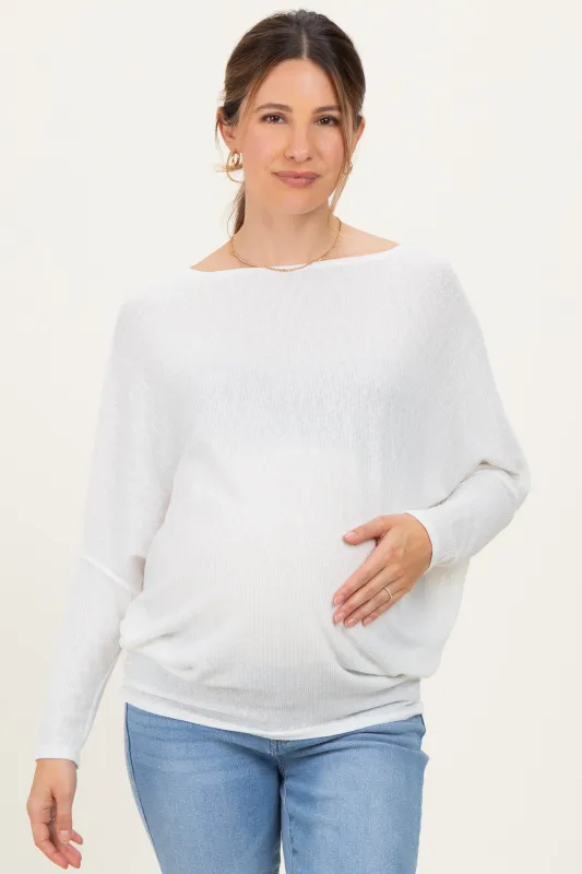 Ivory Ribbed Maternity Dolman Top sold by Pinkblush