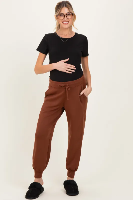 Chestnut Maternity Jogger Pants sold by Pinkblush
