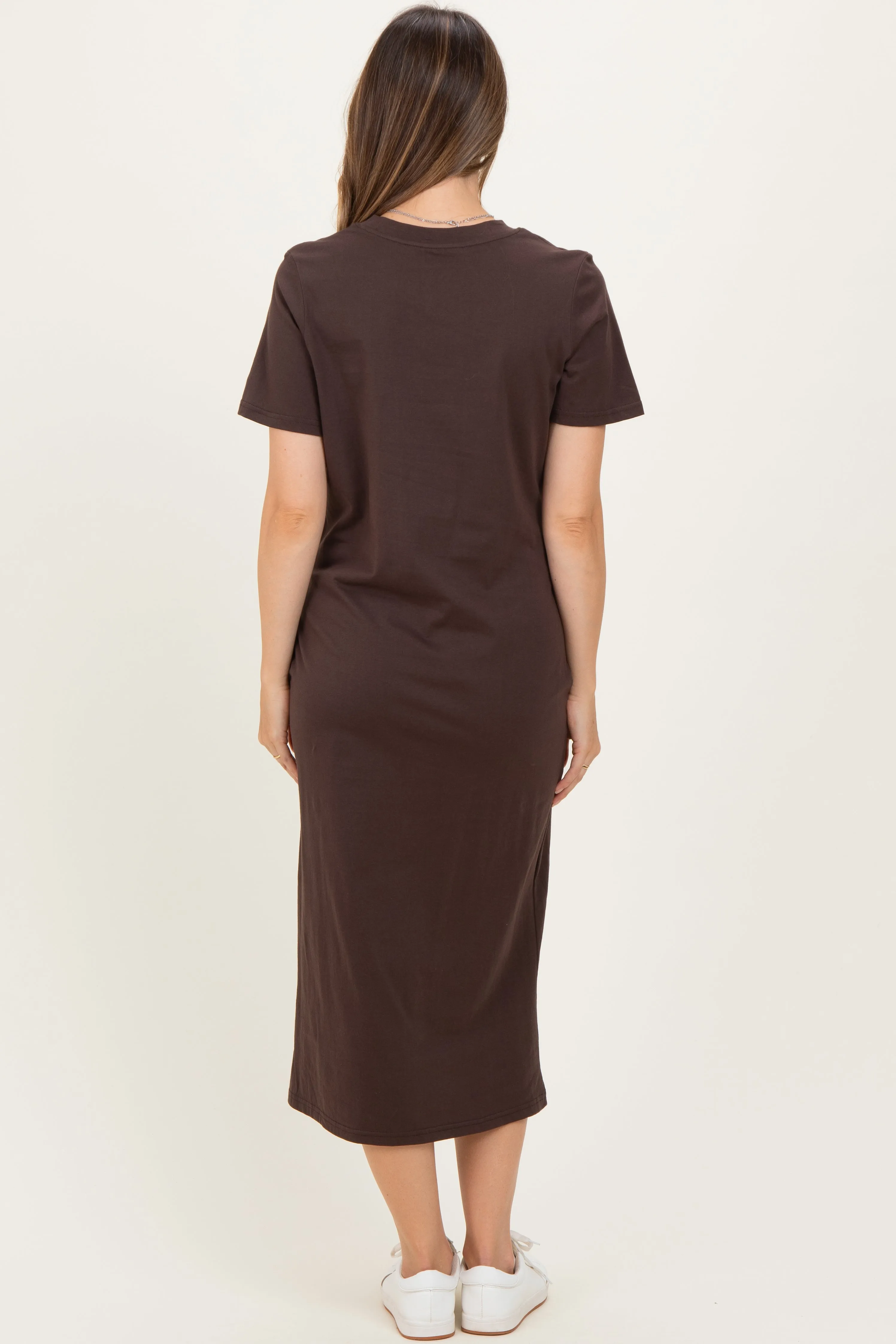 Dark Chocolate Cotton T-Shirt Maternity Midi Dress sold by Pinkblush product image thumbnail 5