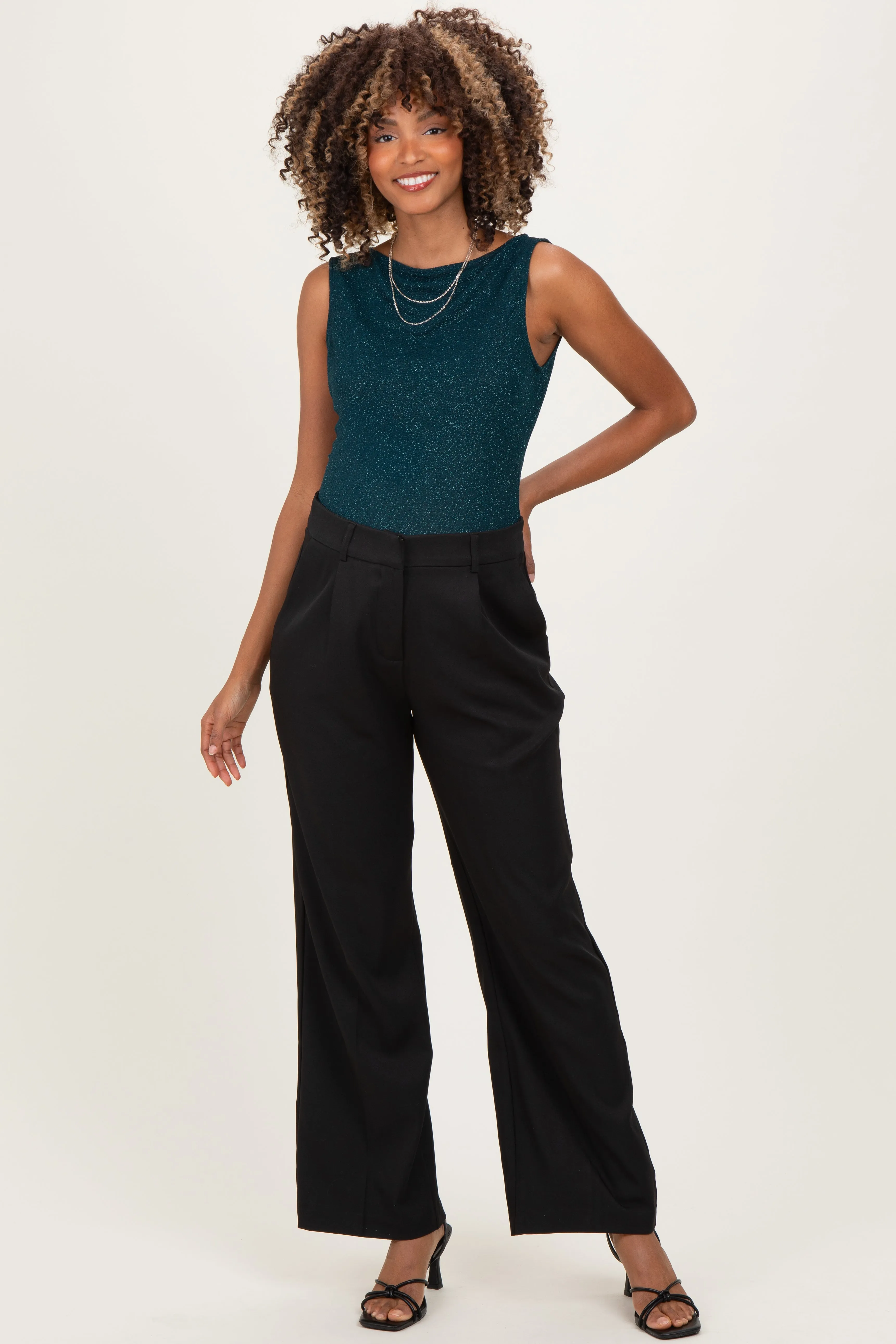 Black Wide Leg Maternity Trousers sold by Pinkblush product image thumbnail 2