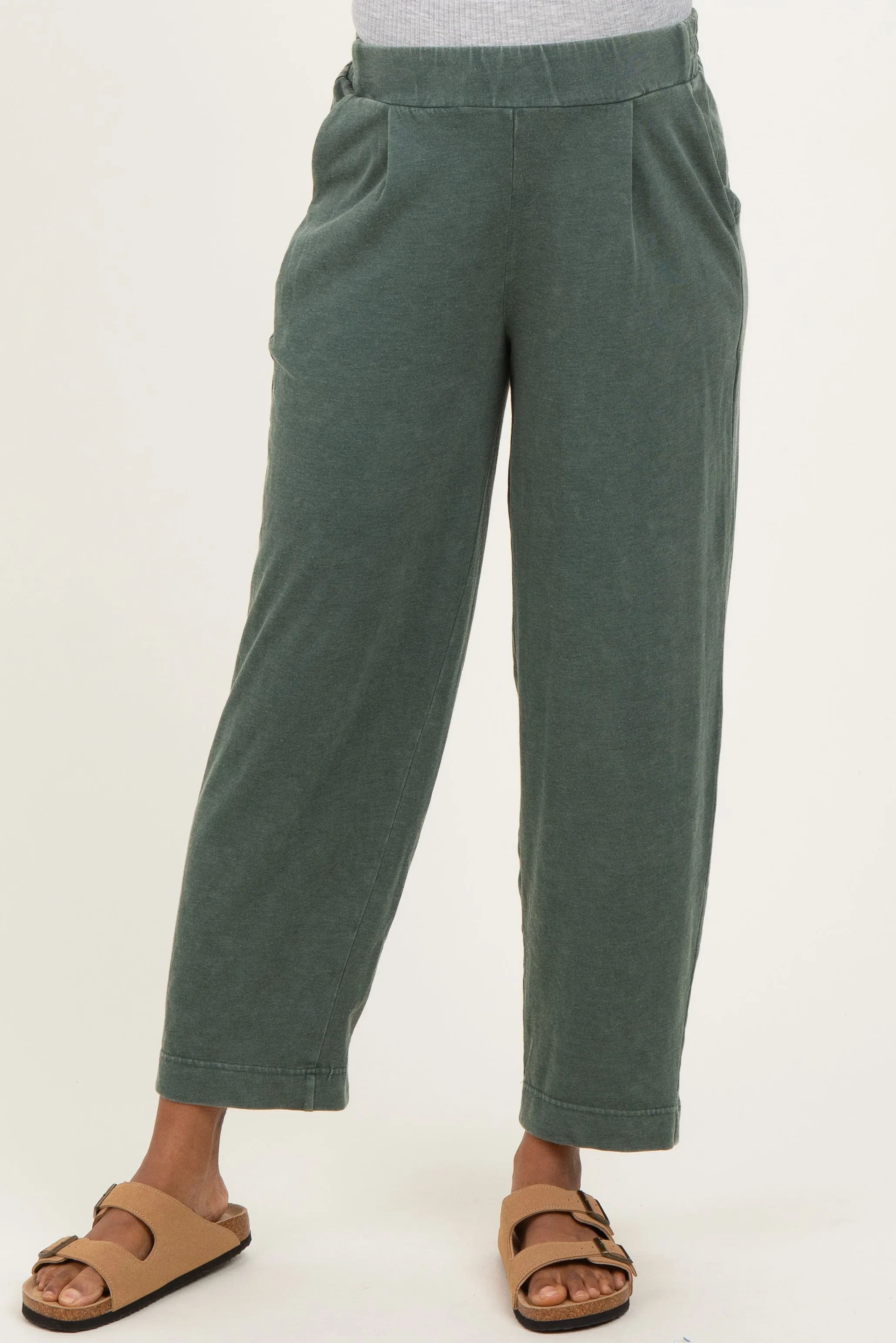 Green Mineral Wash Pleated Maternity Lounge Pants sold by Pinkblush product image thumbnail 3