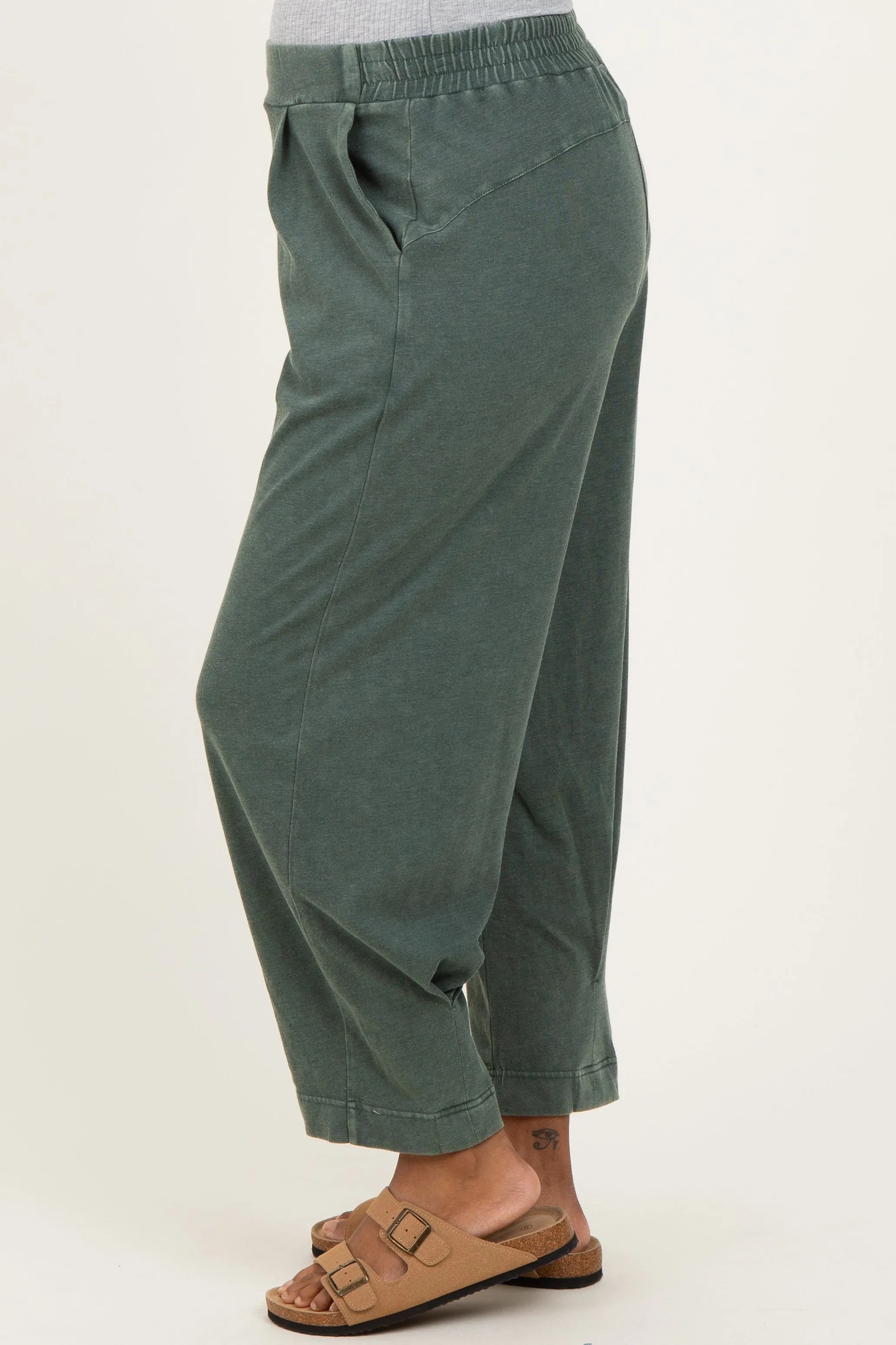 Green Mineral Wash Pleated Maternity Lounge Pants sold by Pinkblush product image thumbnail 4