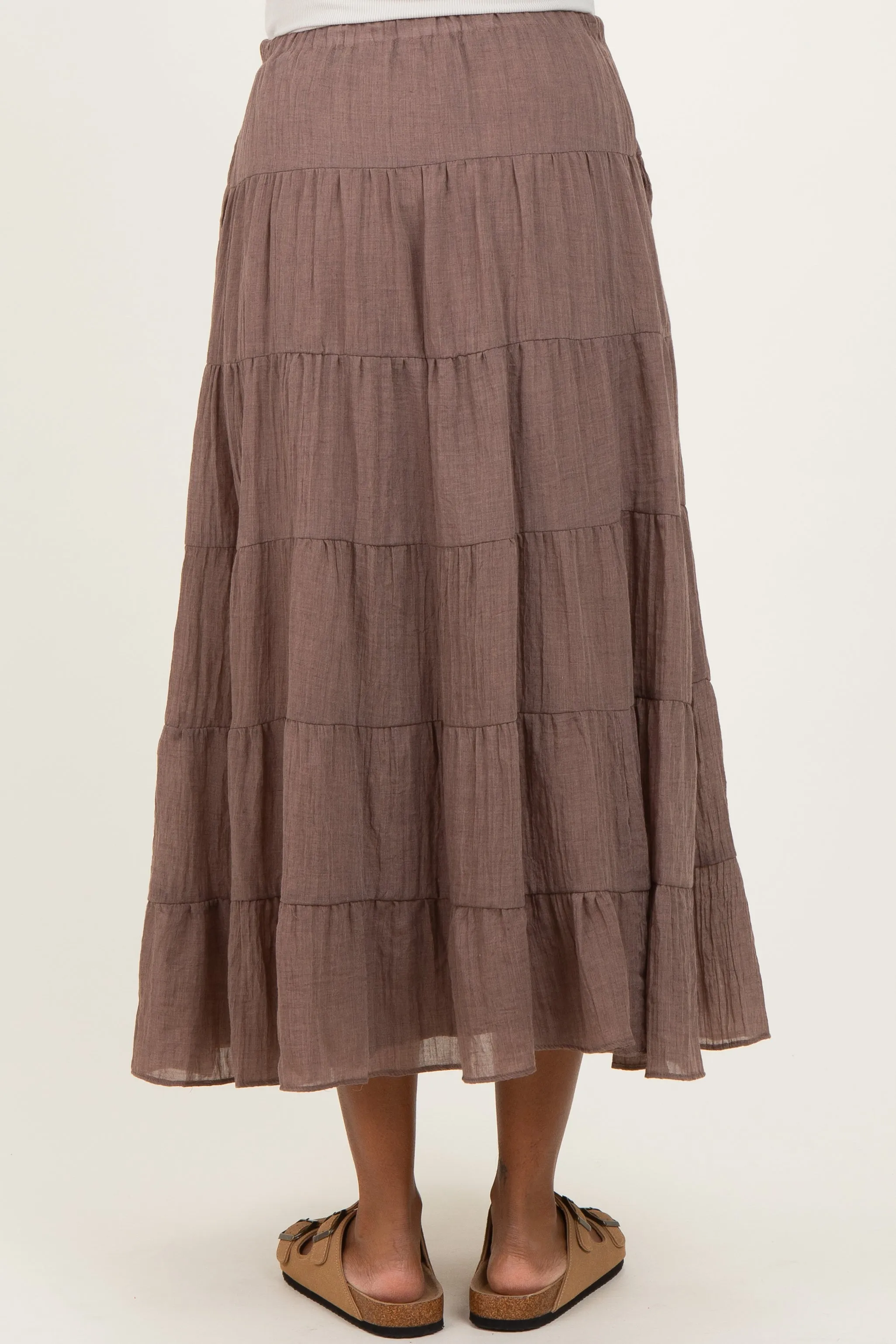 Mocha Tiered Drawstring Maternity Maxi Skirt sold by Pinkblush product image thumbnail 4