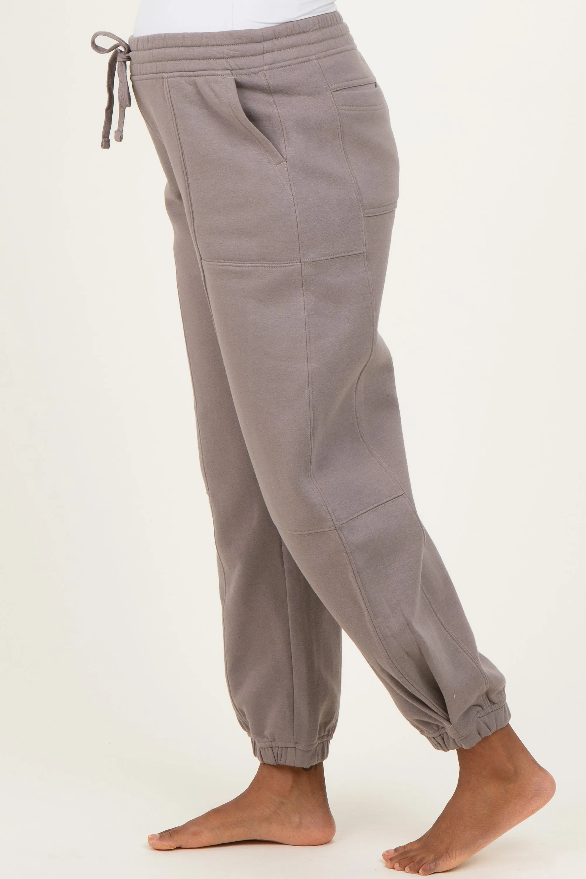 Camel Multi Seam Fleece Maternity Sweatpants sold by Pinkblush product image thumbnail 4