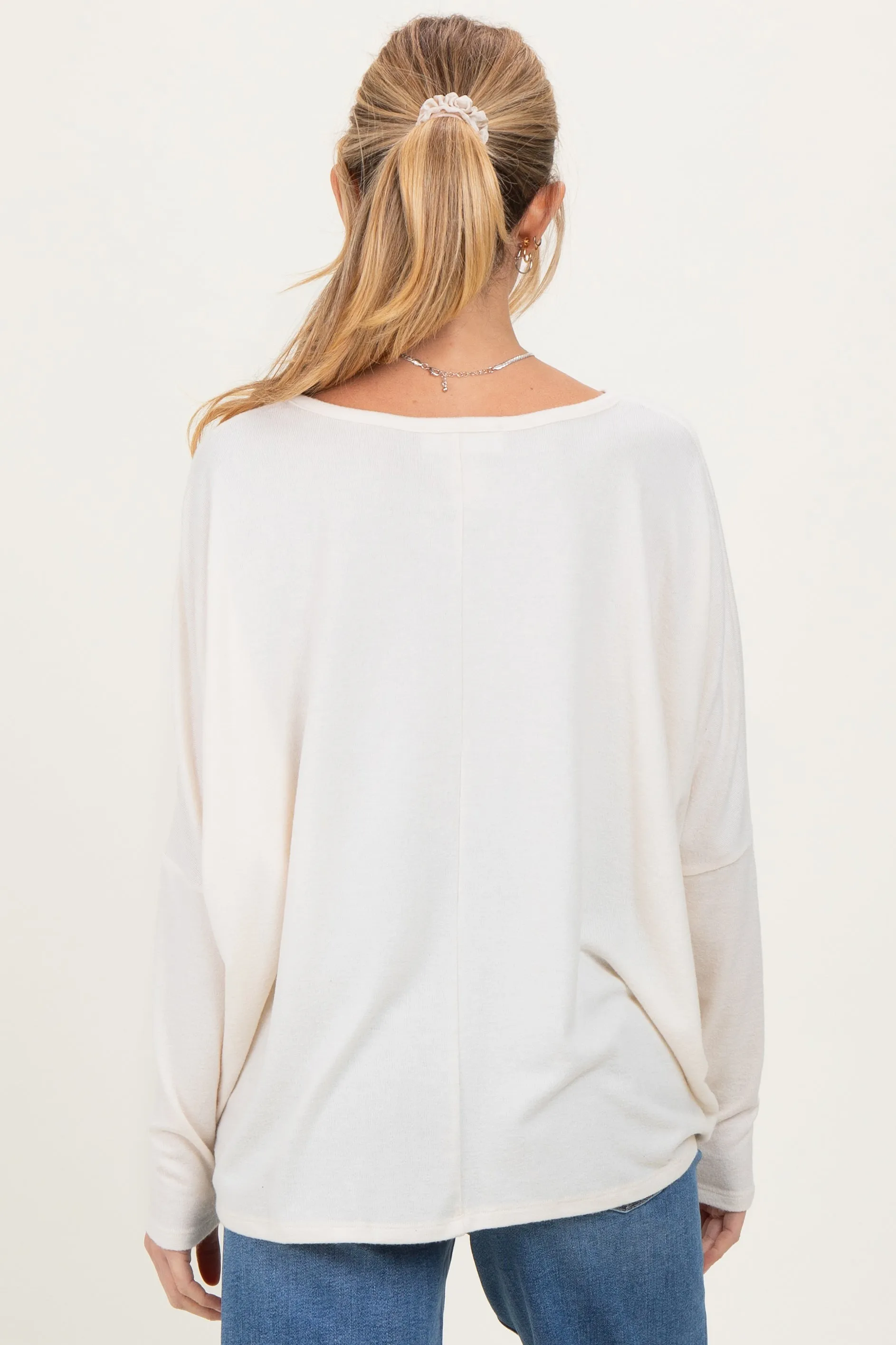 Cream Relaxed Fit Dolman Long Sleeve Maternity Top sold by Pinkblush product image thumbnail 4