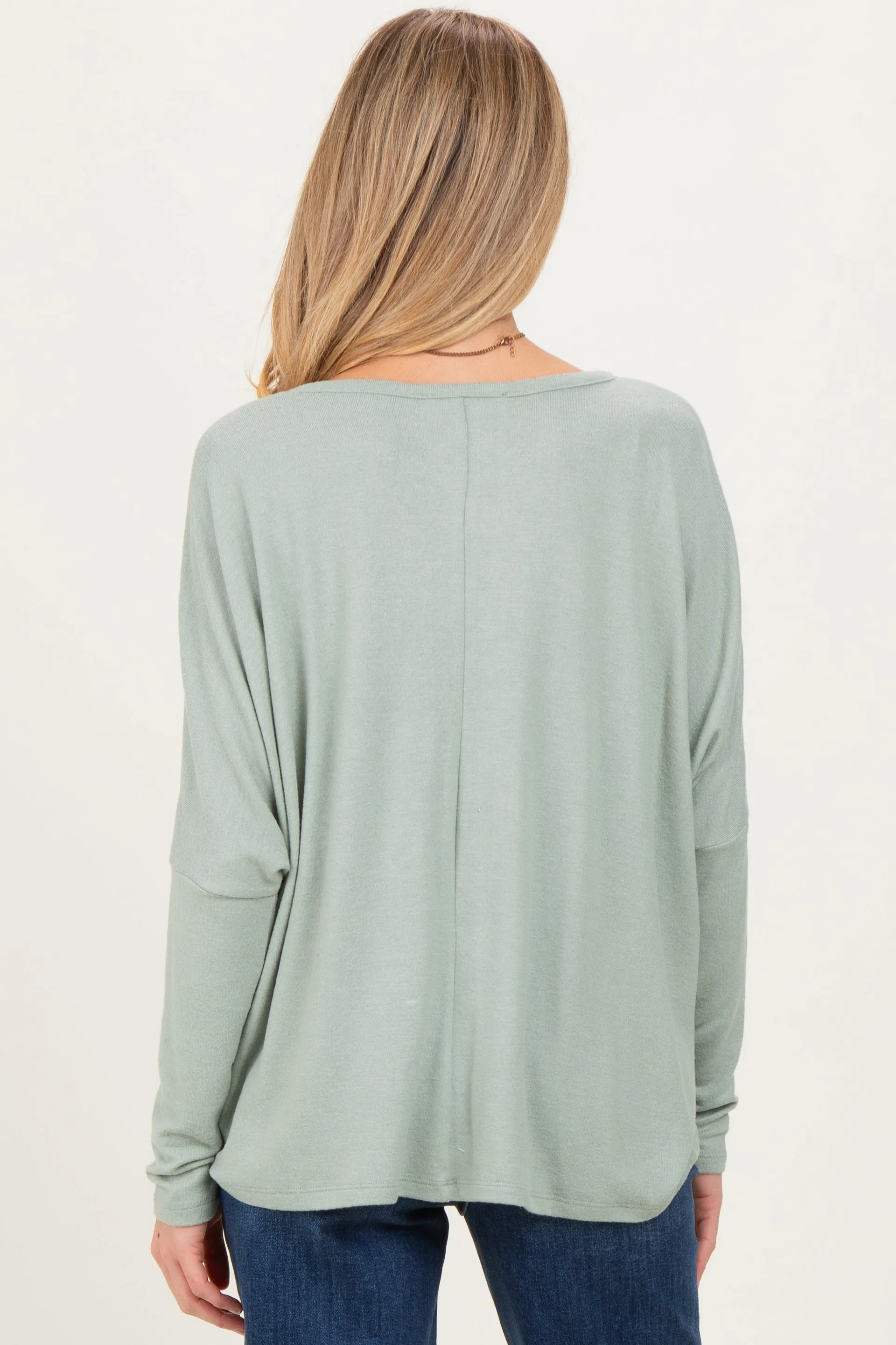 Sage Green Relaxed Fit Dolman Long Sleeve Maternity Top sold by Pinkblush product image thumbnail 4