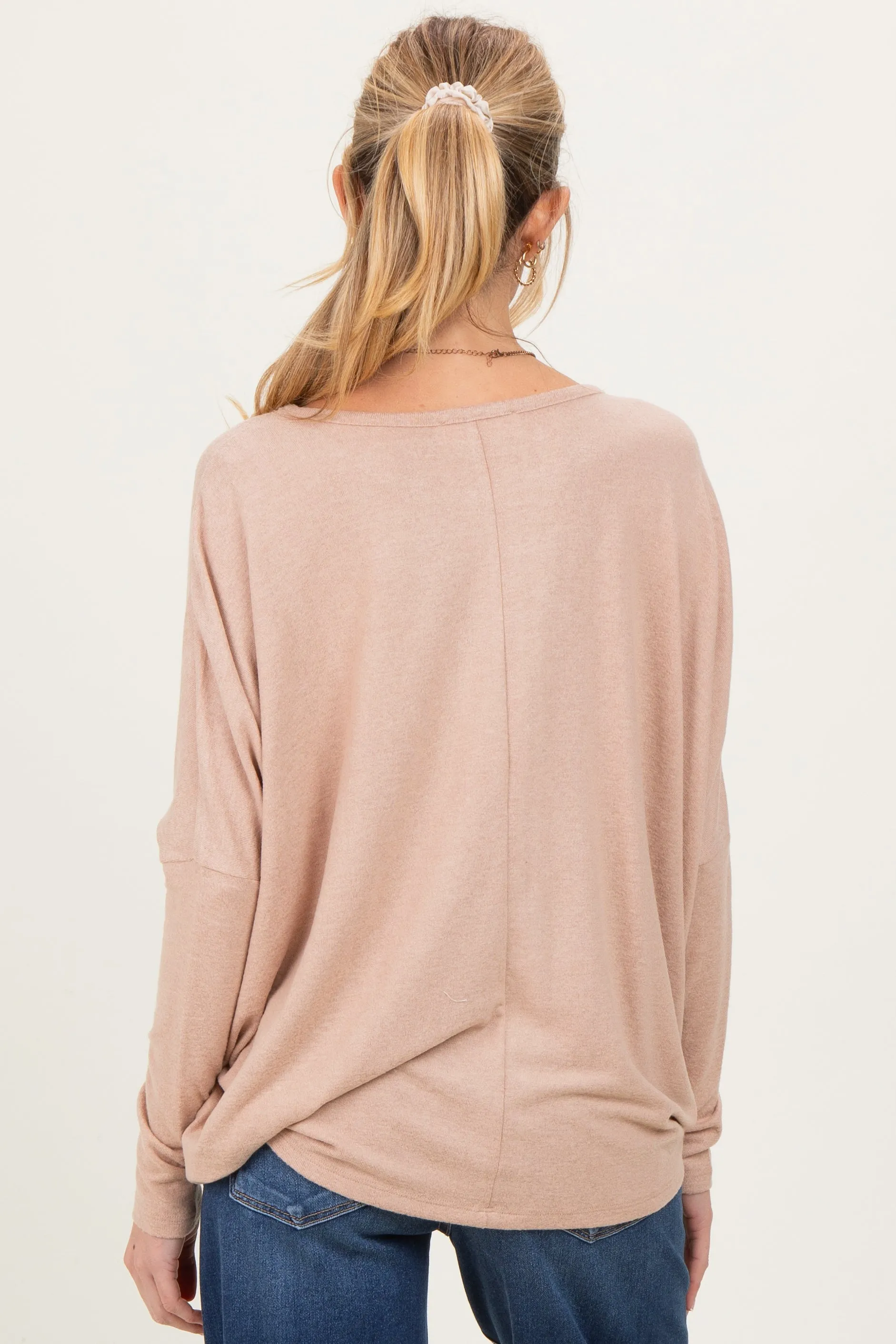 Taupe Relaxed Fit Dolman Long Sleeve Maternity Top sold by Pinkblush product image thumbnail 3