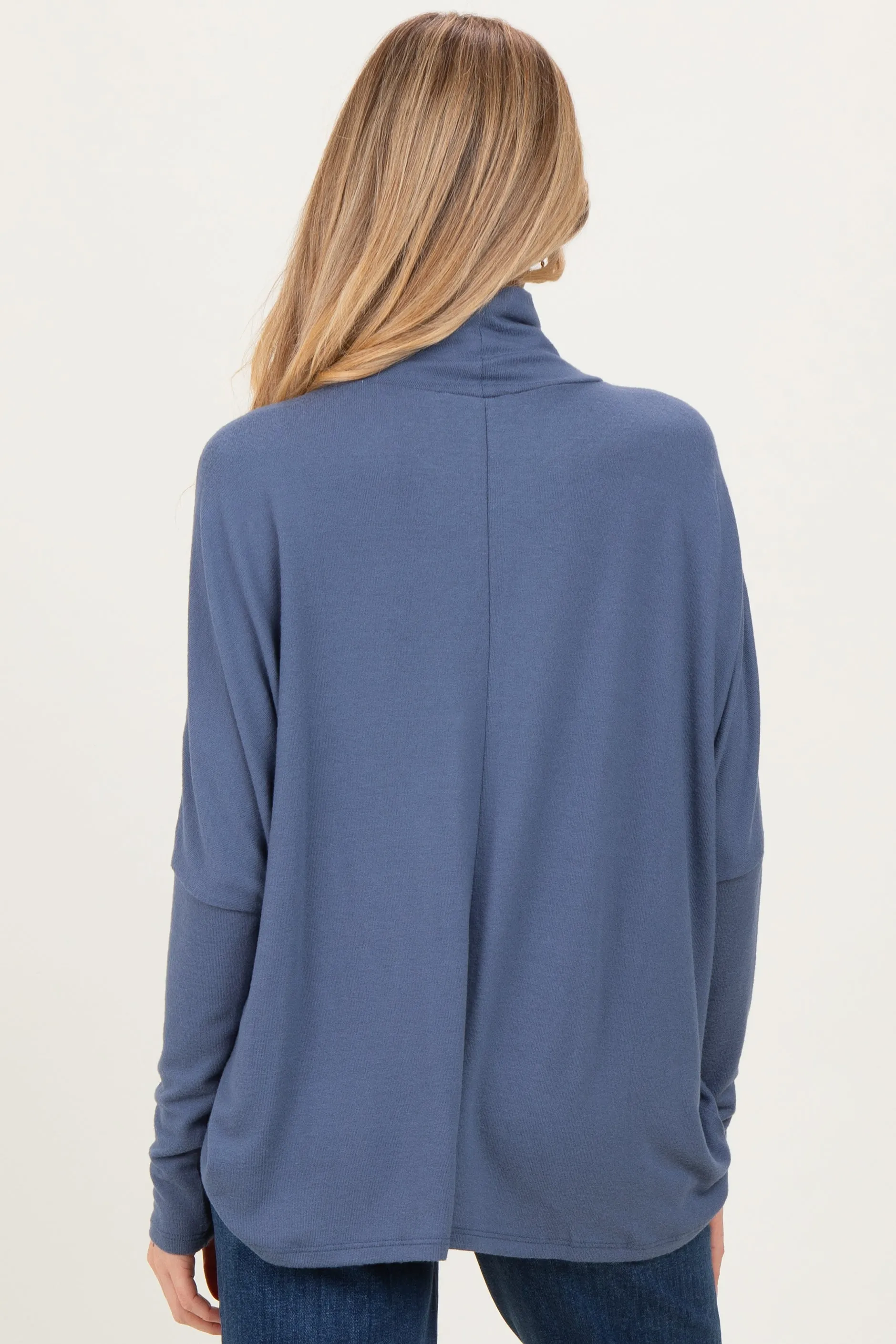 Navy Draped Oversized Turtleneck Dolman Sleeve Maternity Top sold by Pinkblush product image thumbnail 3