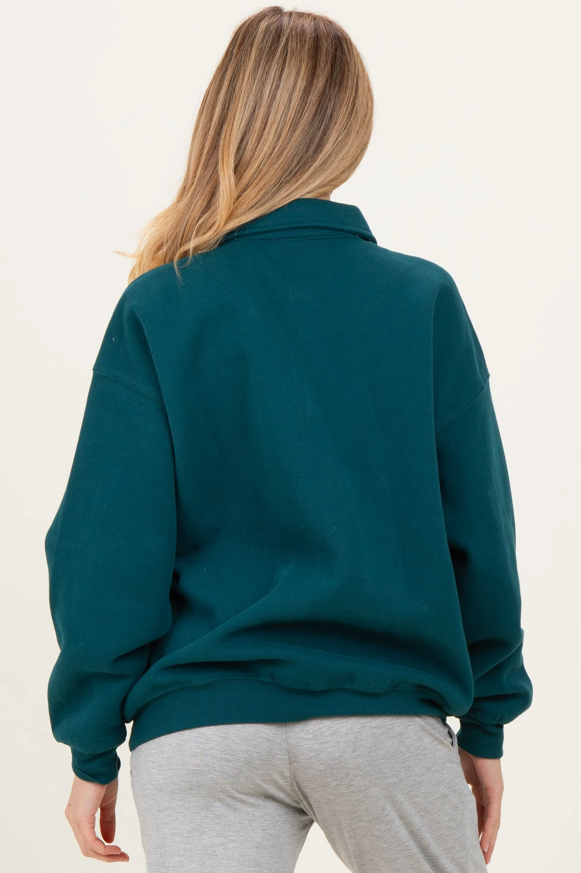 Deep Teal Oversized Polo Maternity Pullover sold by Pinkblush product image thumbnail 5