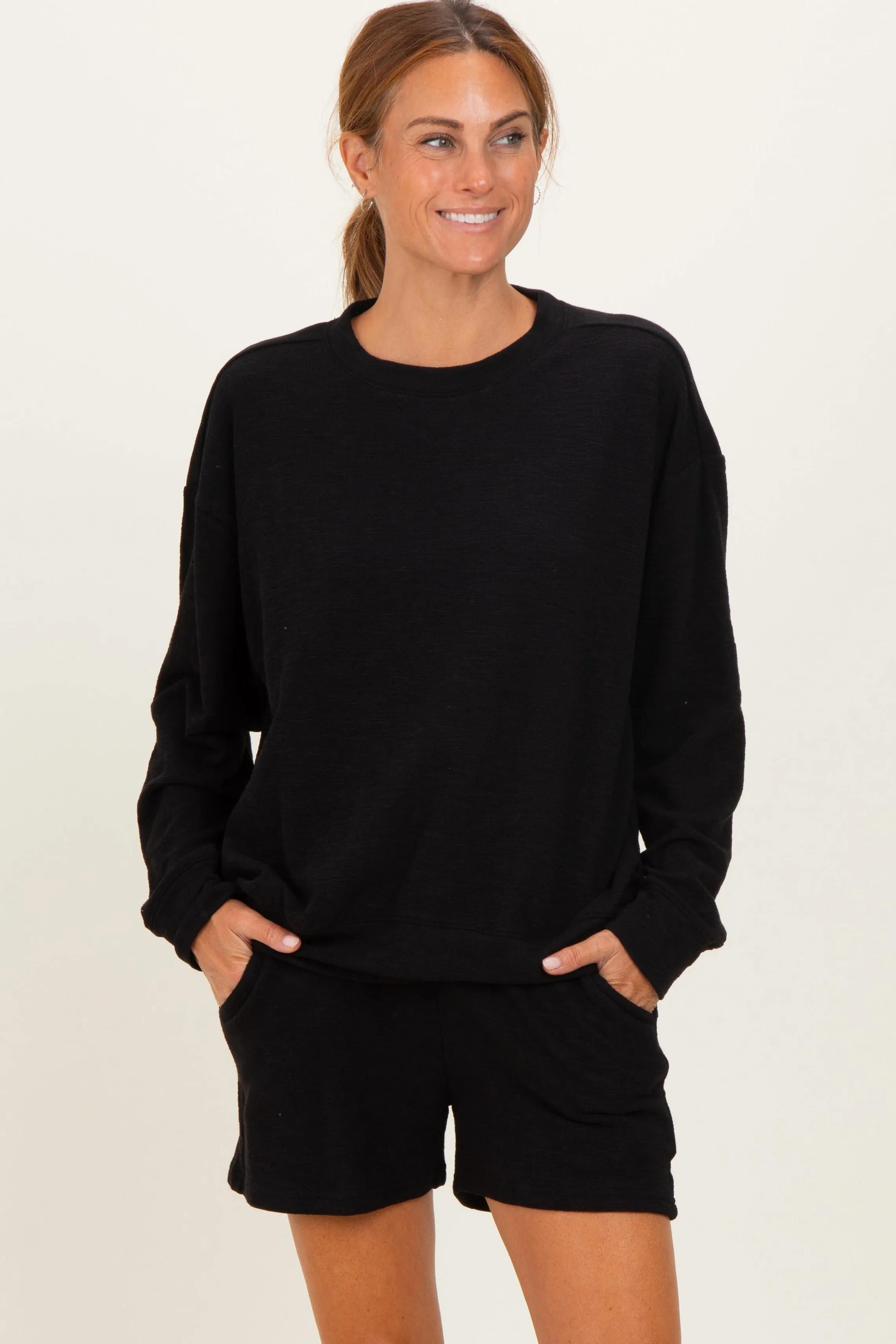 Black Pullover & Shorts Set sold by Pinkblush