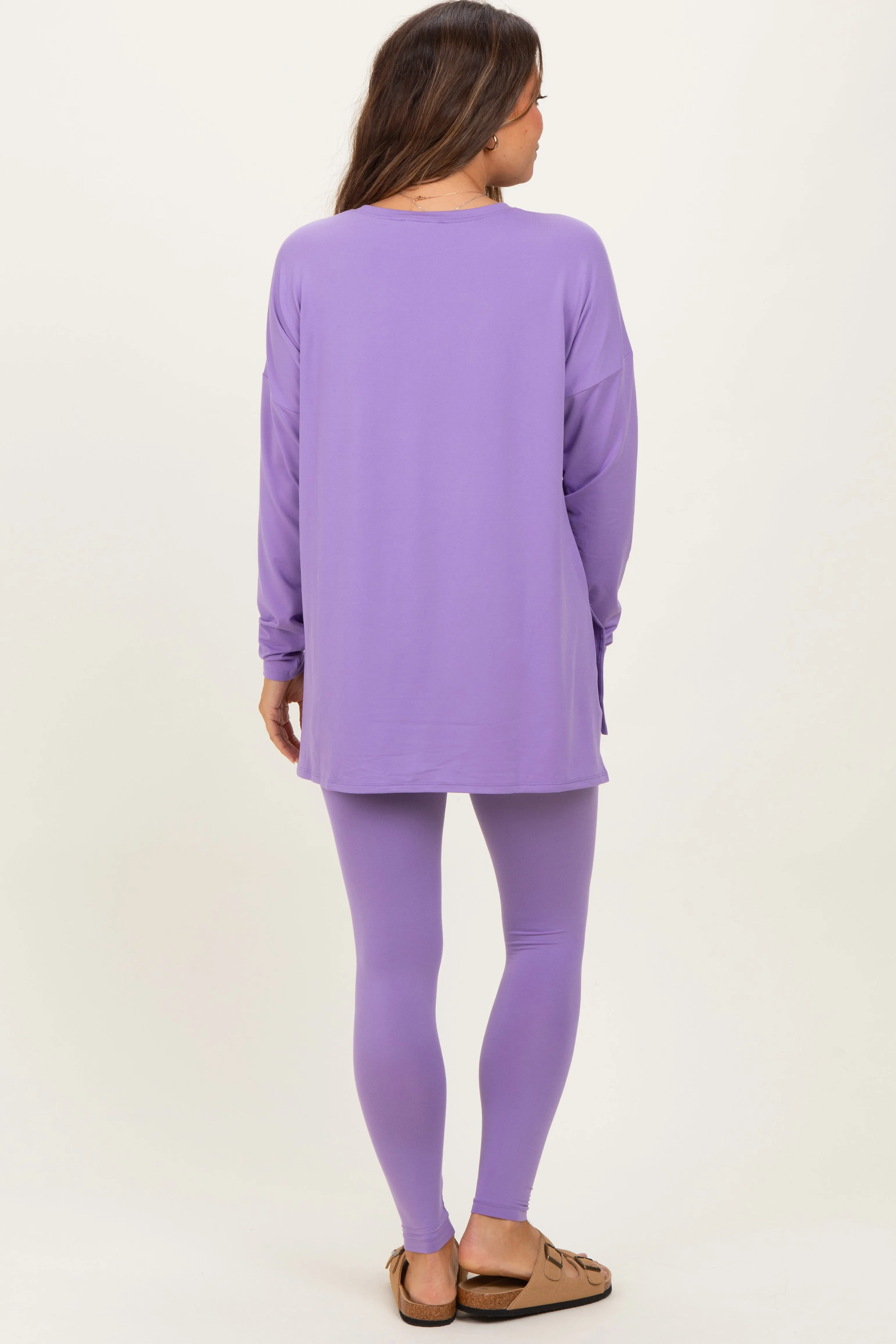 Lavender Brushed Knit Oversized Top and Legging Maternity Set sold by Pinkblush product image thumbnail 4