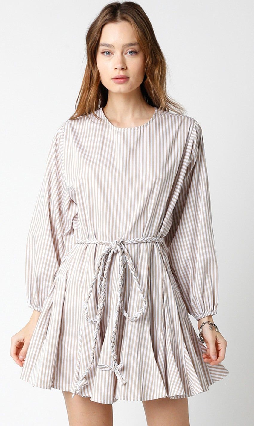 Khaki Stripe Dress sold by Pinkblush