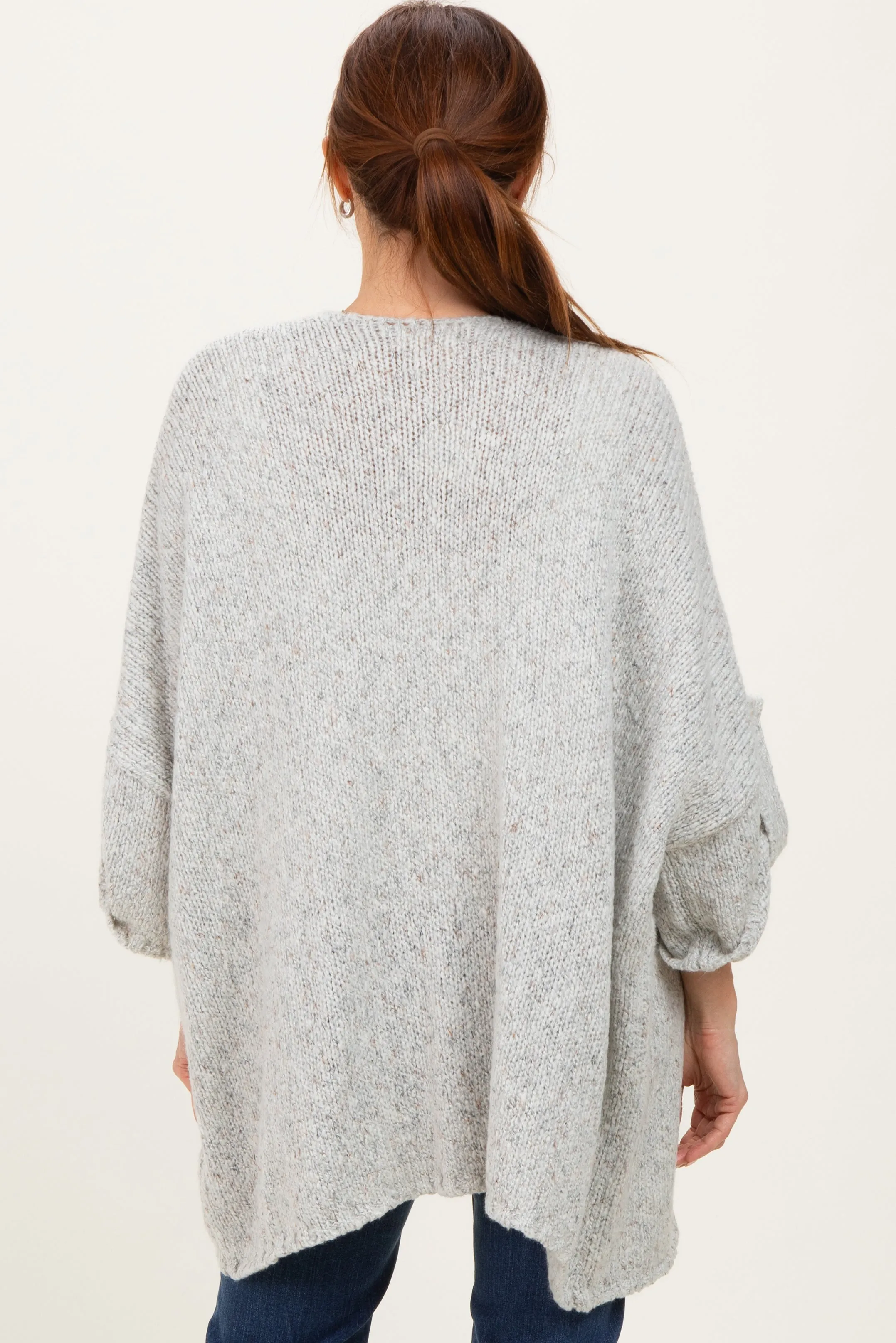 Heather Grey Oversized Cuffed Sleeve Cardigan sold by Pinkblush product image thumbnail 4