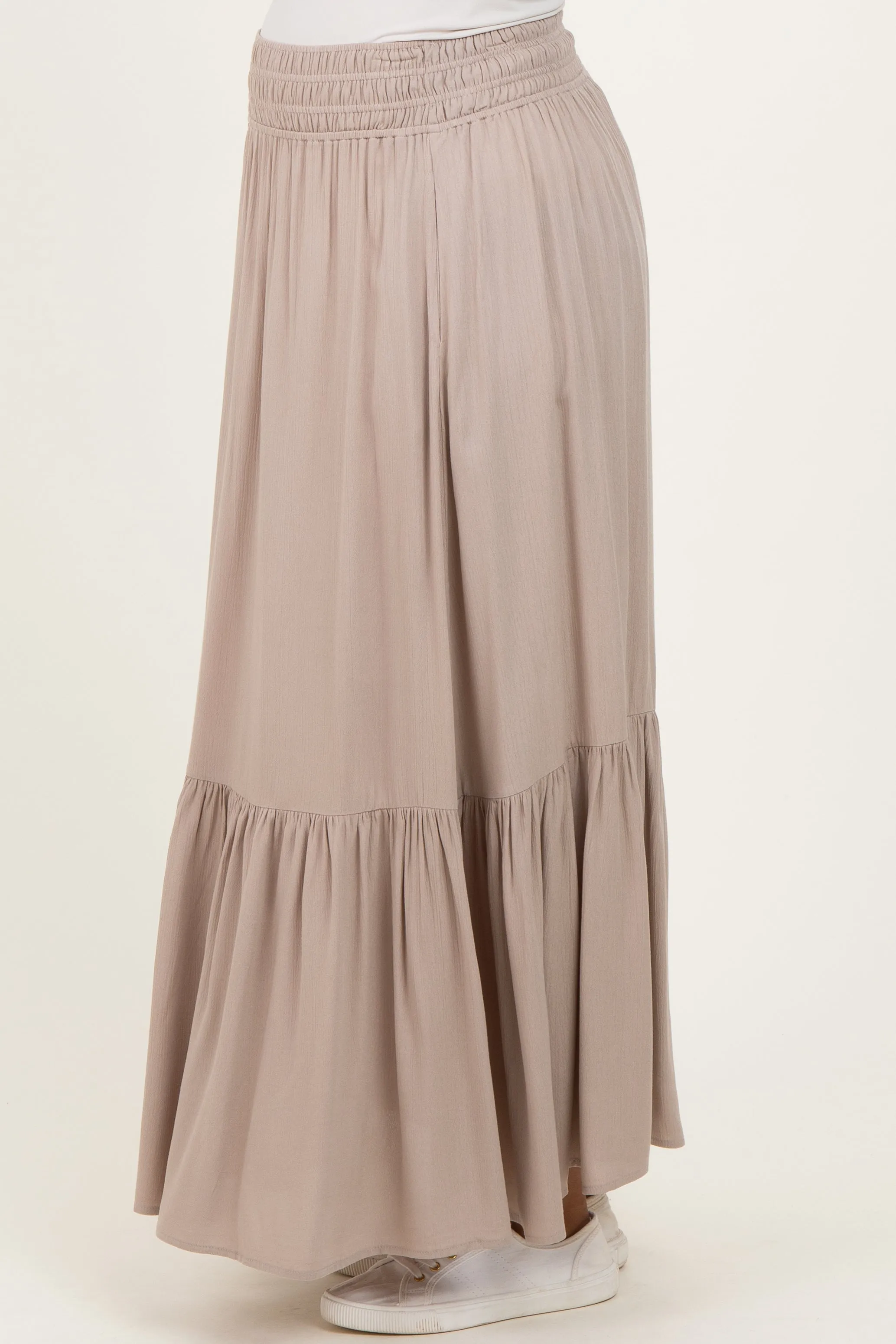 Sand Smocked Waist Button Detail Maternity Maxi Skirt sold by Pinkblush product image thumbnail 3