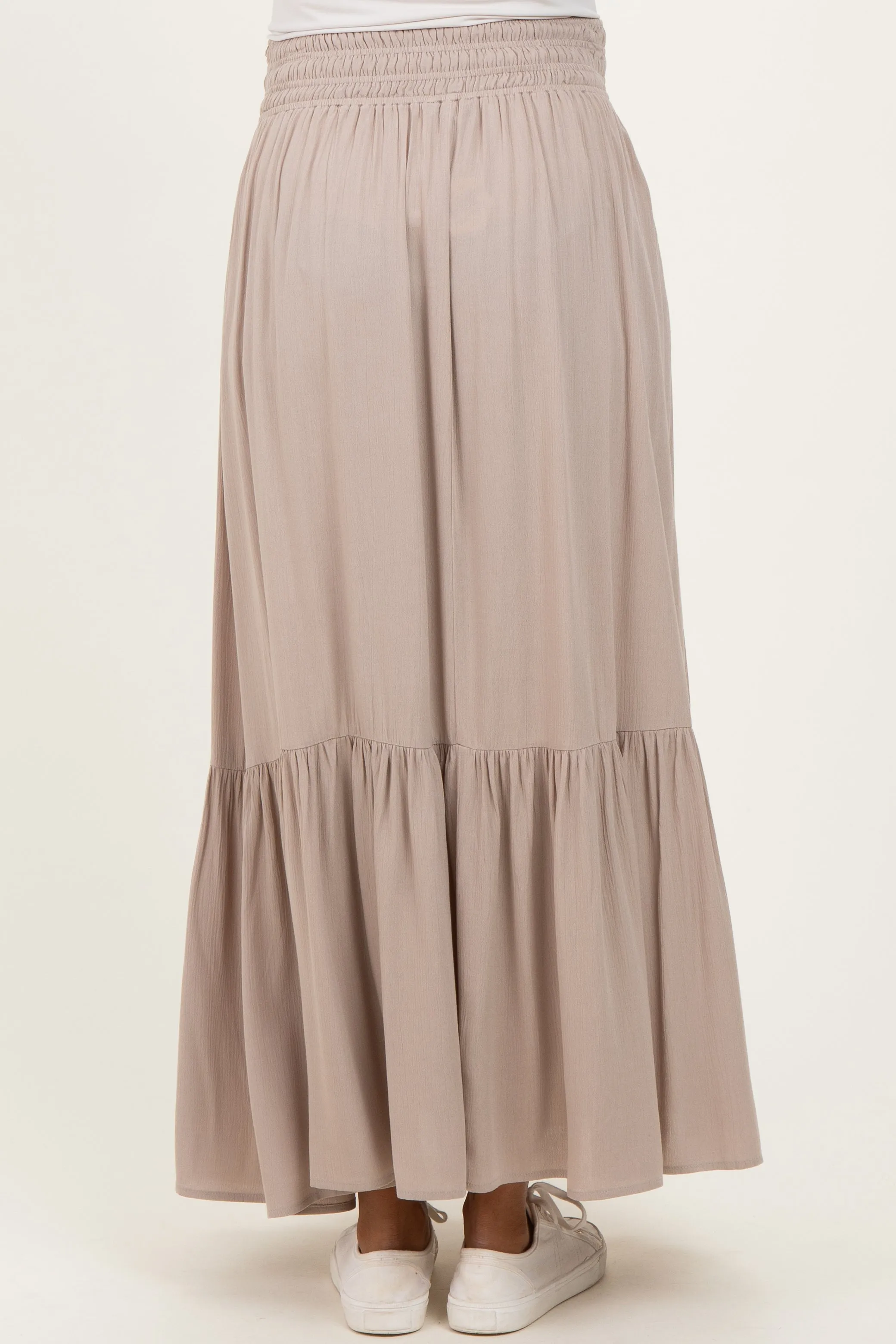 Sand Smocked Waist Button Detail Maternity Maxi Skirt sold by Pinkblush product image thumbnail 4
