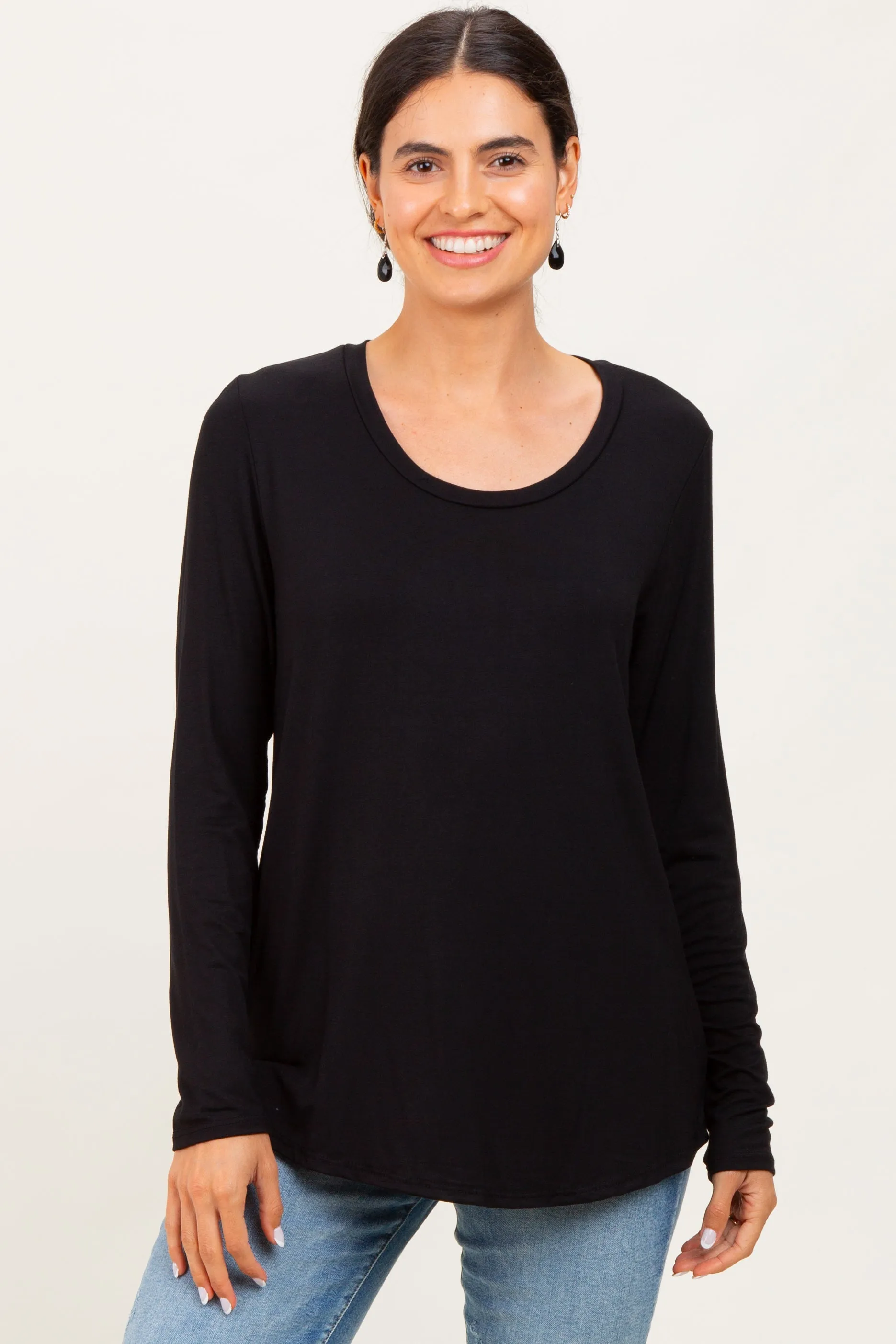 Black Inner Layer Maternity/Nursing Long Sleeve Top sold by Pinkblush product image thumbnail 5
