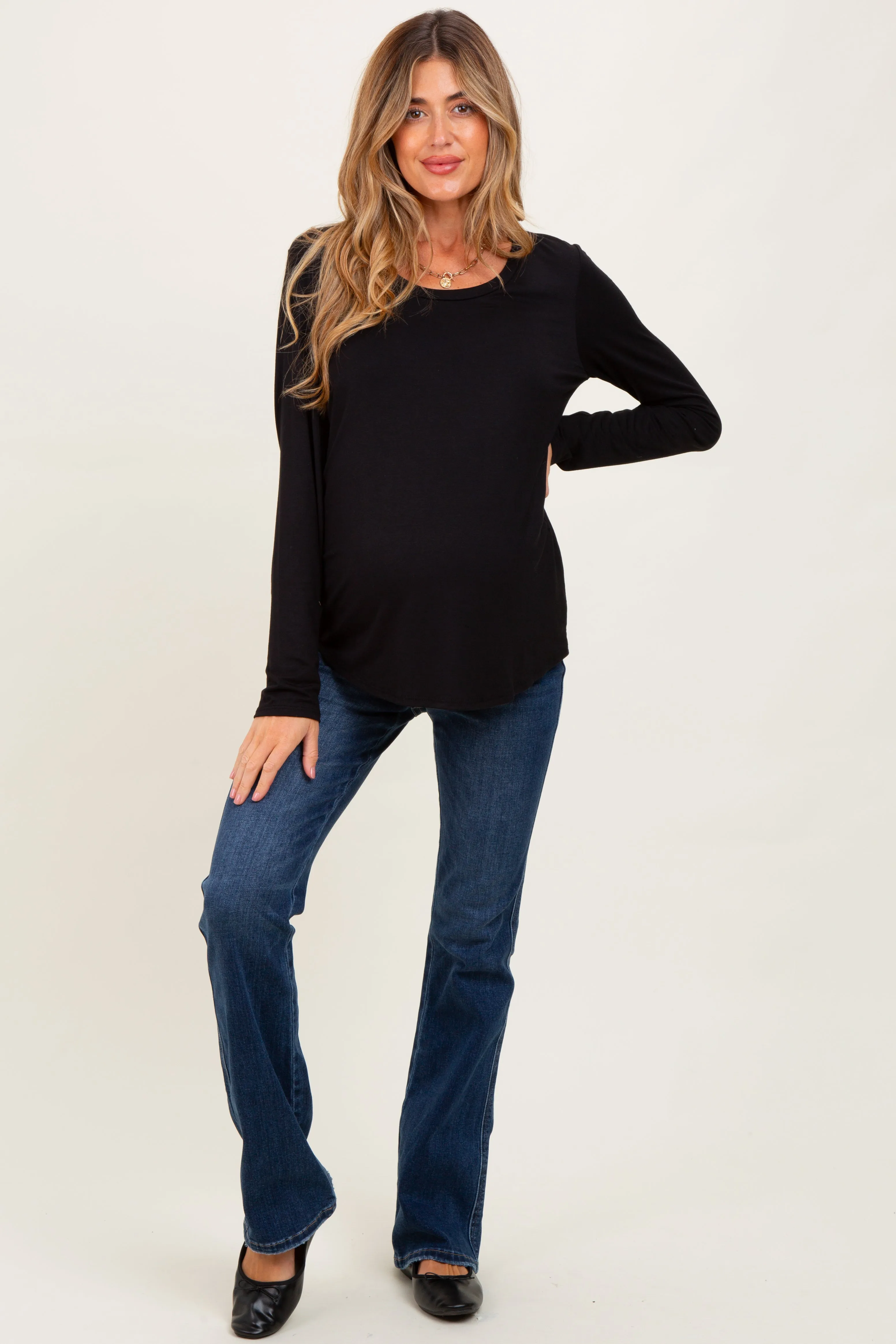 Black Inner Layer Maternity/Nursing Long Sleeve Top sold by Pinkblush product image thumbnail 3