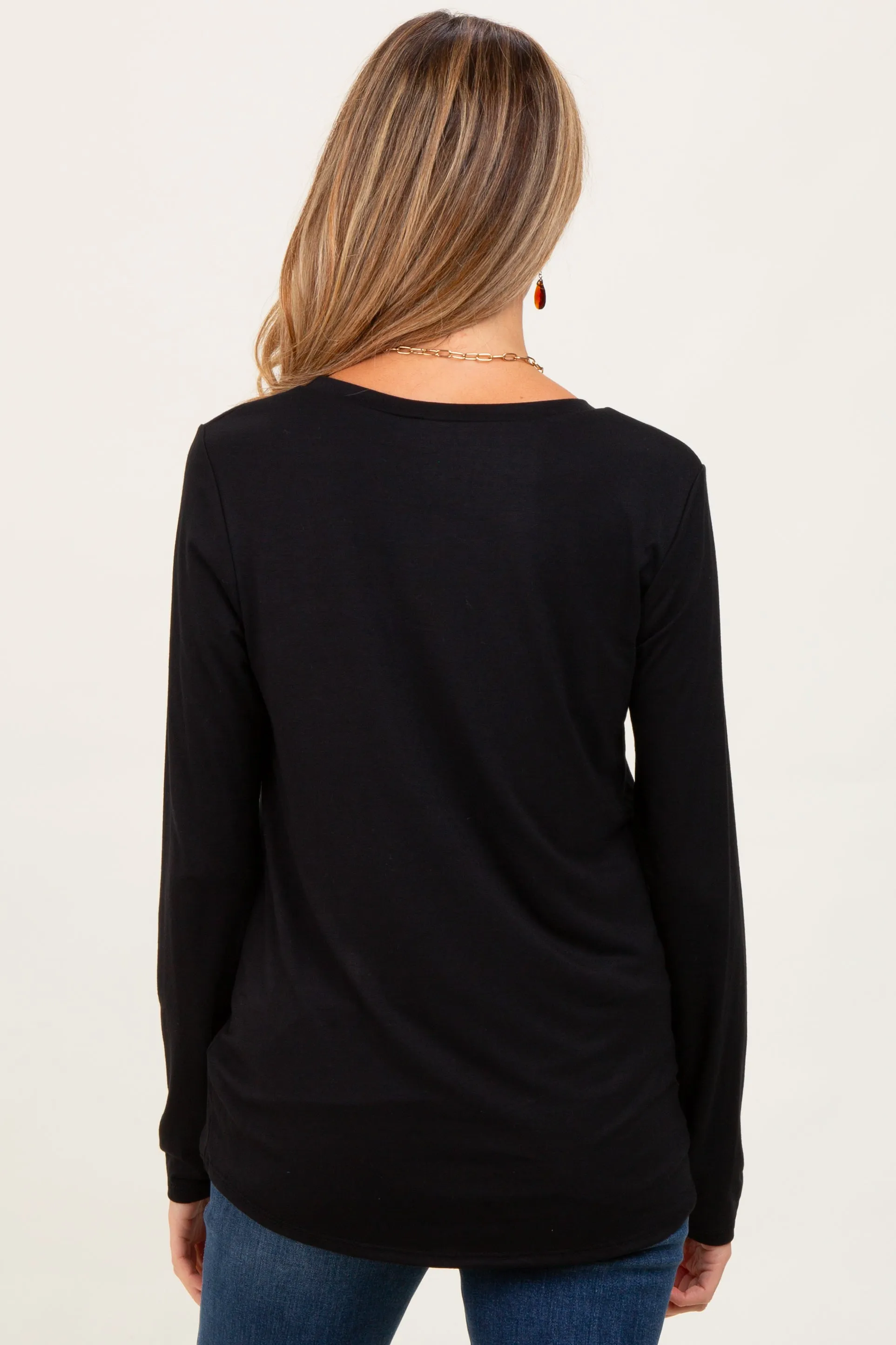 Black Inner Layer Maternity/Nursing Long Sleeve Top sold by Pinkblush product image thumbnail 4