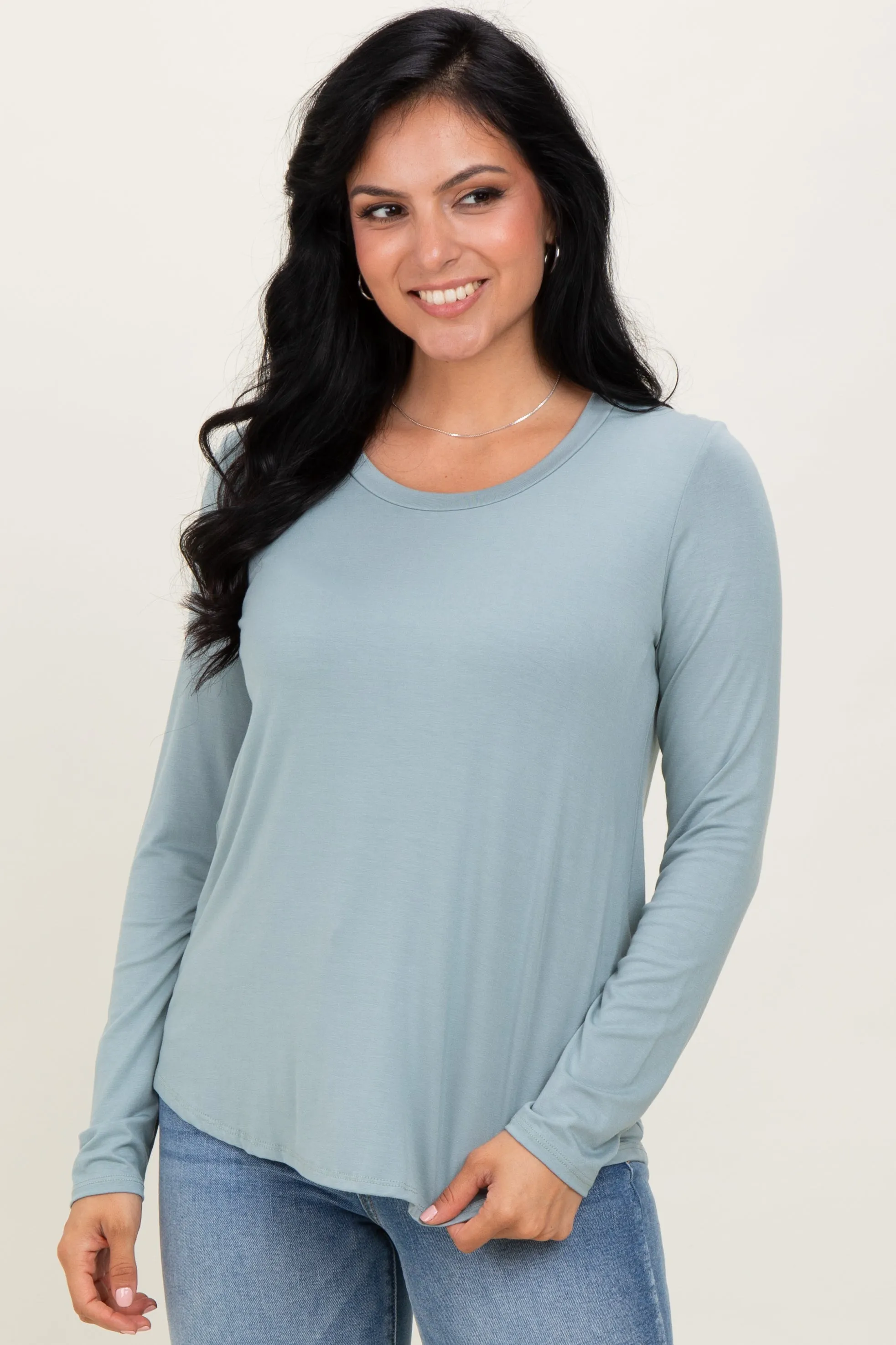 Light Olive Inner Layer Maternity/Nursing Long Sleeve Top sold by Pinkblush product image thumbnail 5
