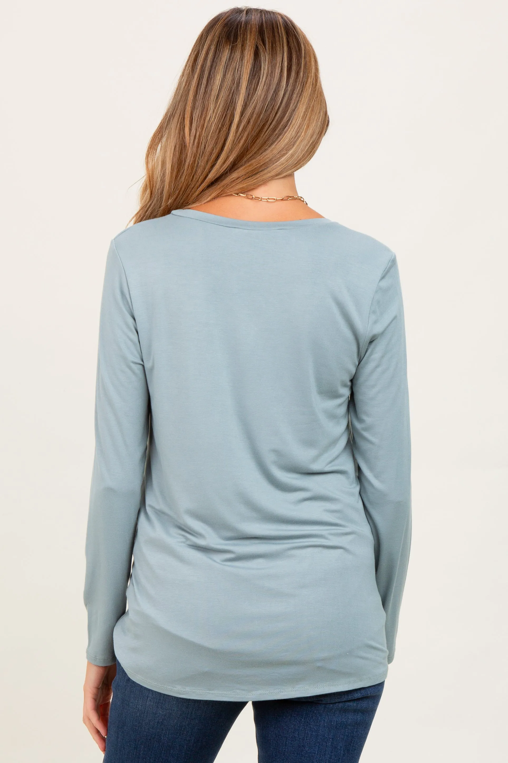 Light Olive Inner Layer Maternity/Nursing Long Sleeve Top sold by Pinkblush product image thumbnail 4