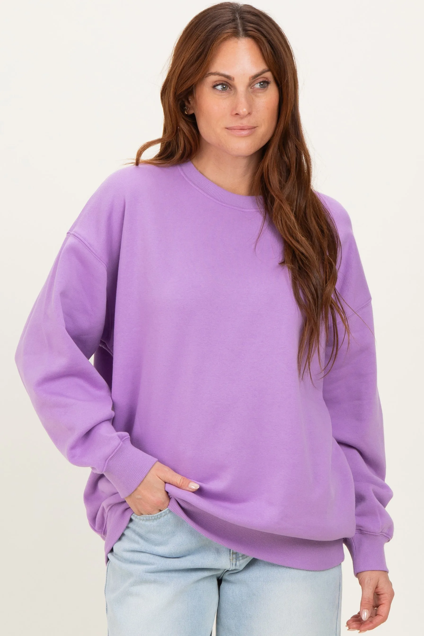 Lavender Oversized Fleece Sweatshirt sold by Pinkblush product image thumbnail 2