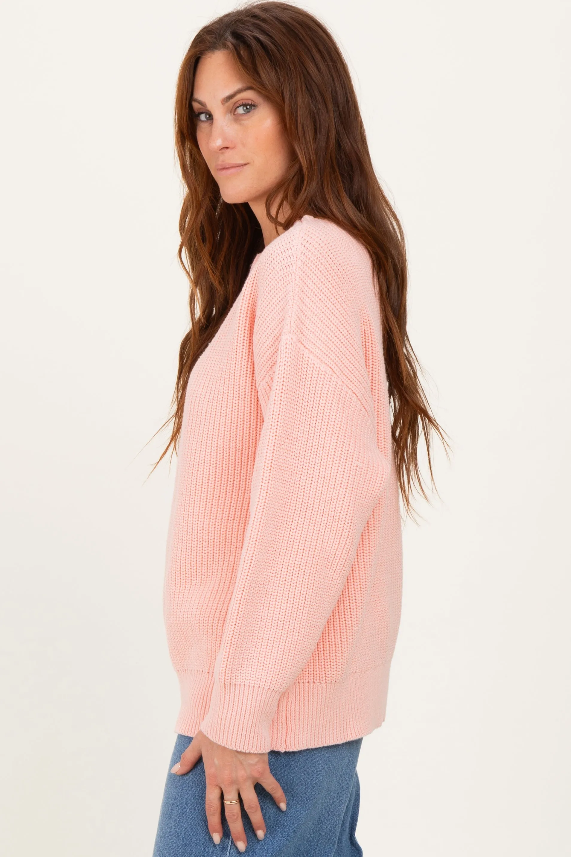 Peach Chunky Knit Boat Neck Sweater sold by Pinkblush product image thumbnail 3