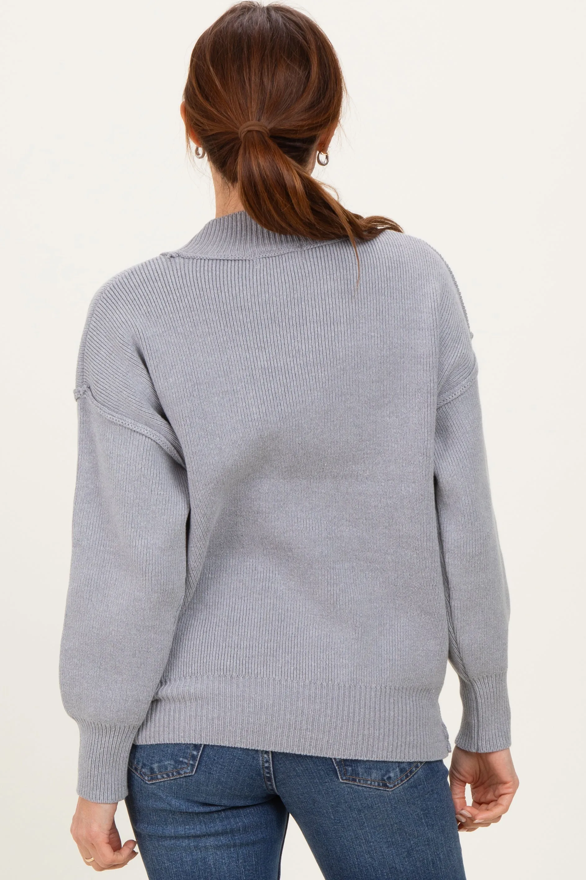 Grey Wide Neck Drop Shoulder Sweater sold by Pinkblush product image thumbnail 4
