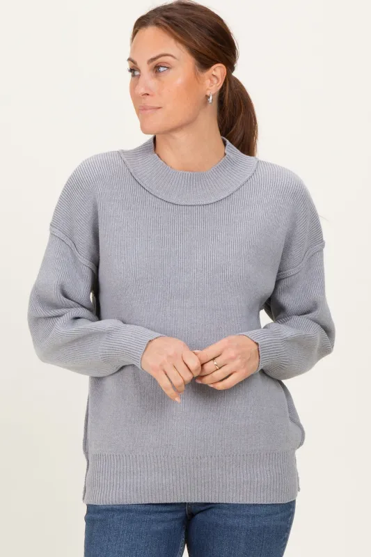 Grey Wide Neck Drop Shoulder Sweater sold by Pinkblush