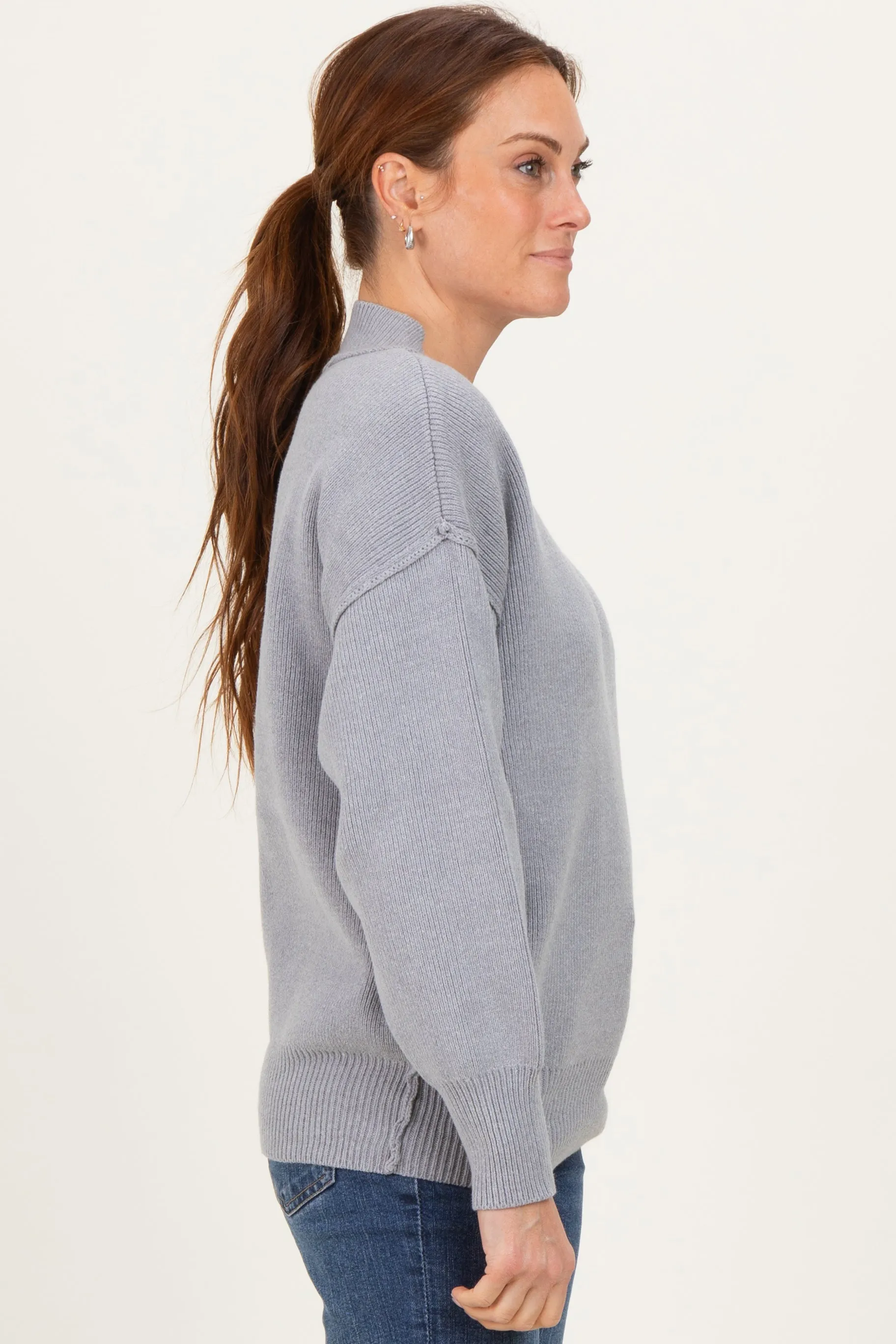 Grey Wide Neck Drop Shoulder Sweater sold by Pinkblush product image thumbnail 3