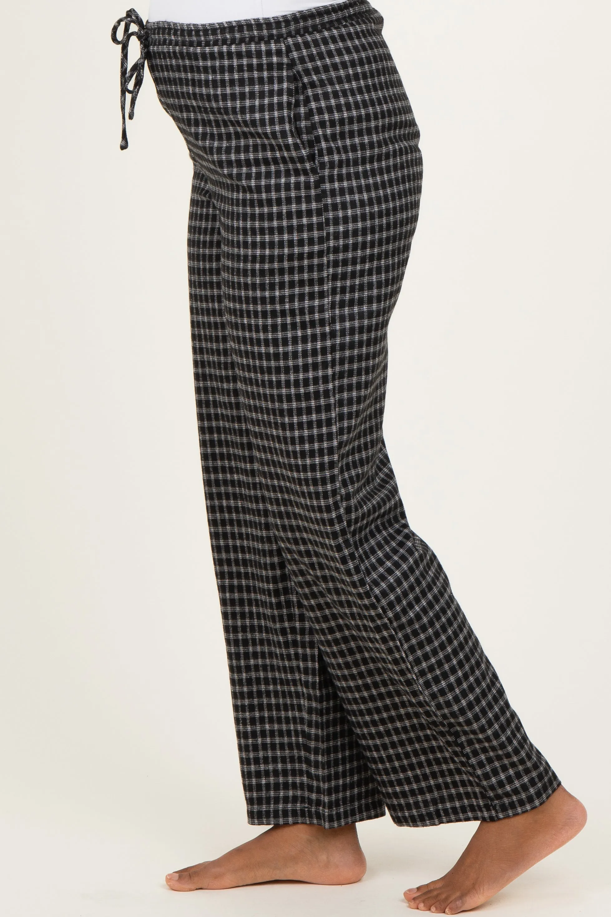 Black Plaid Drawstring Maternity Flannel Pants sold by Pinkblush product image thumbnail 4