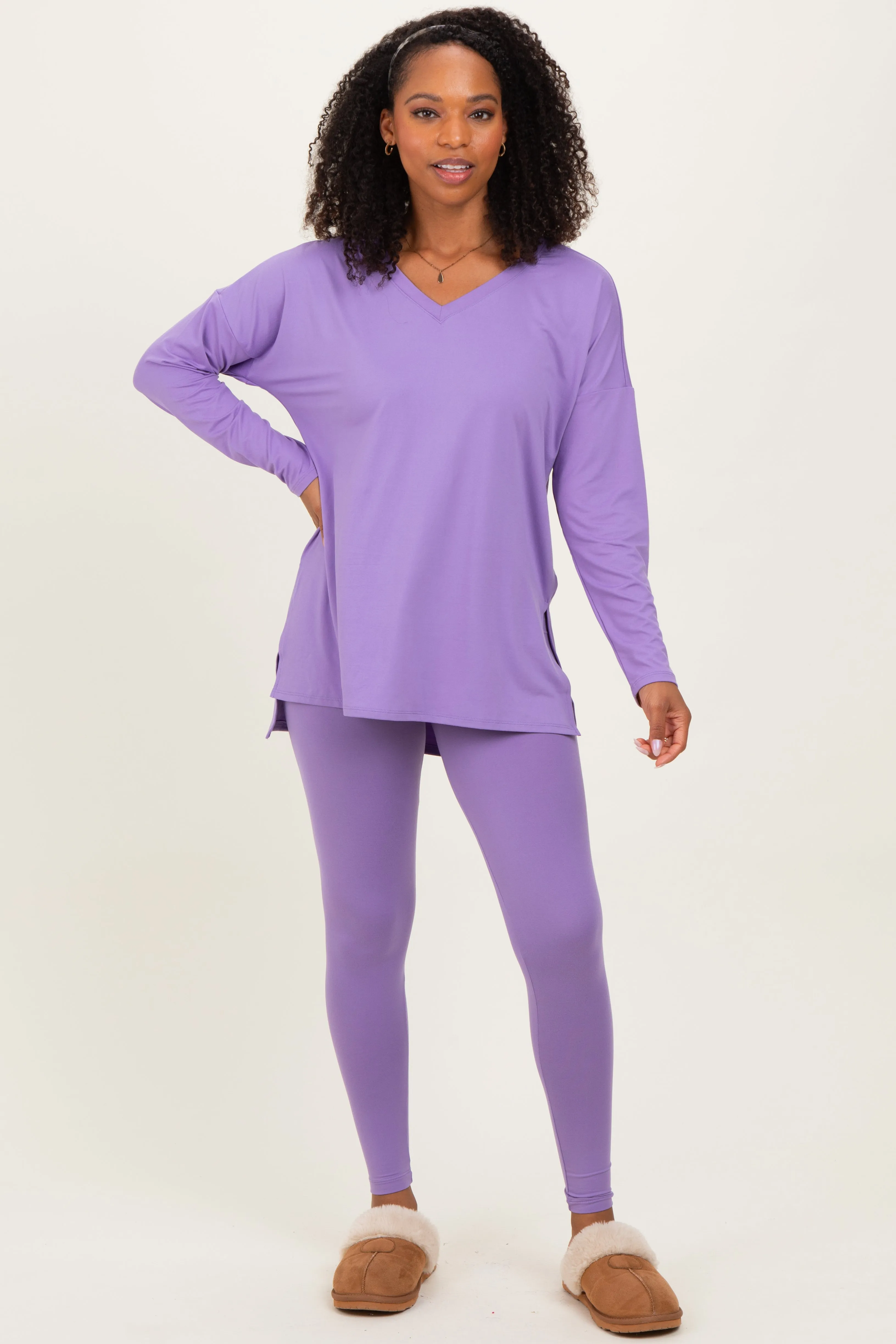 Lavender Brushed Knit Oversized Top and Legging Set sold by Pinkblush product image thumbnail 2
