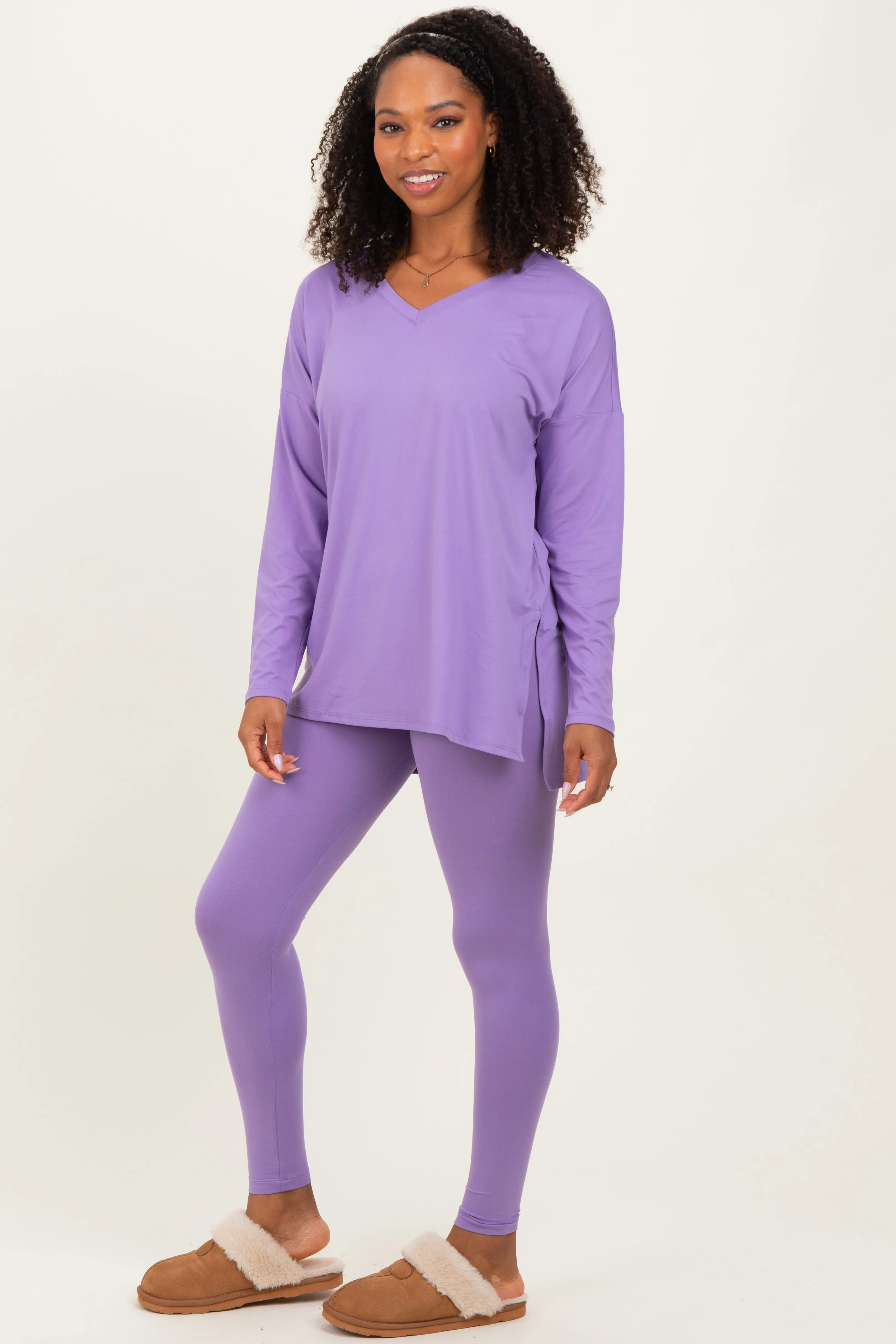 Lavender Brushed Knit Oversized Top and Legging Set sold by Pinkblush product image thumbnail 3