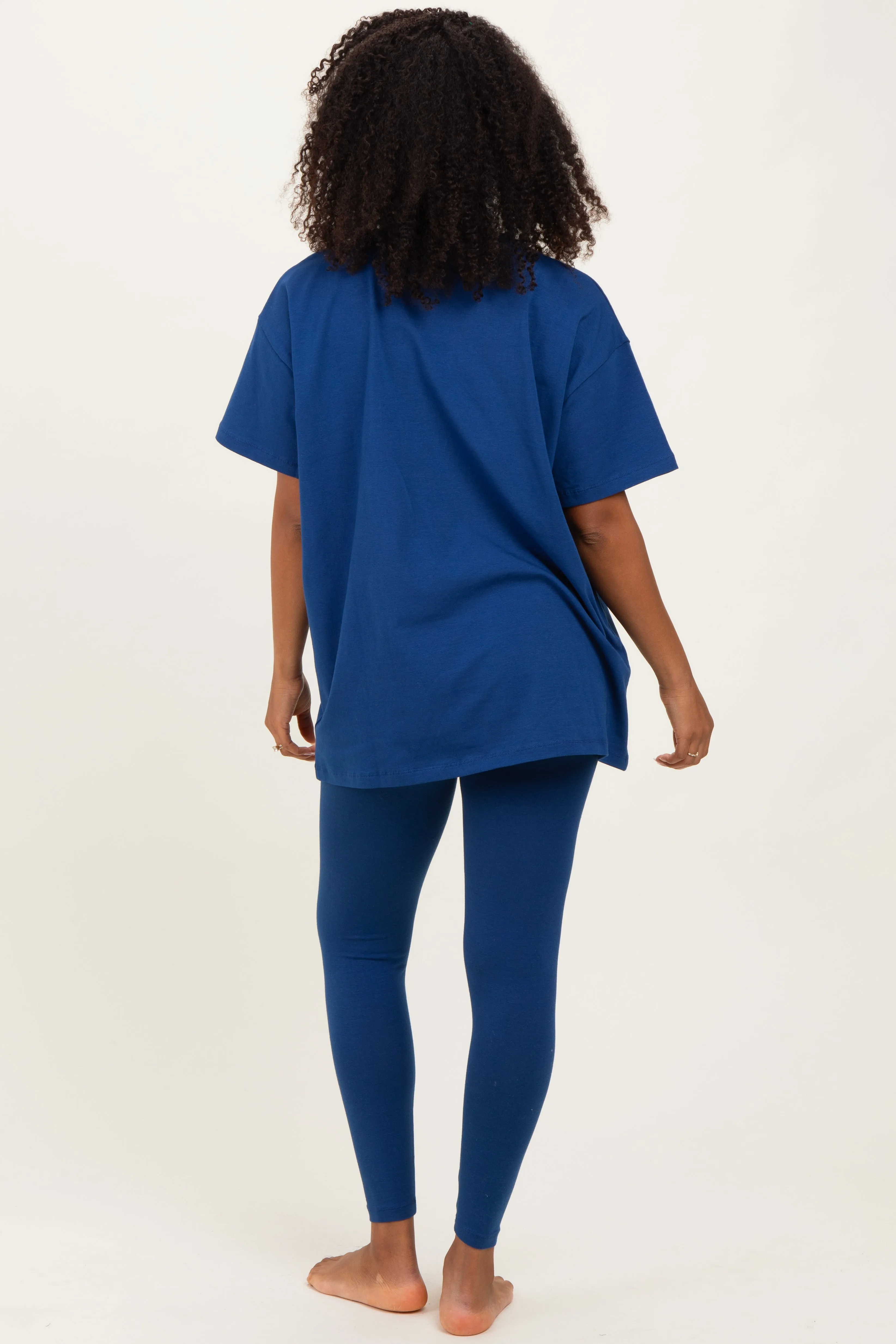 Navy Oversized Crewneck Short Sleeve and Legging Set sold by Pinkblush product image thumbnail 4