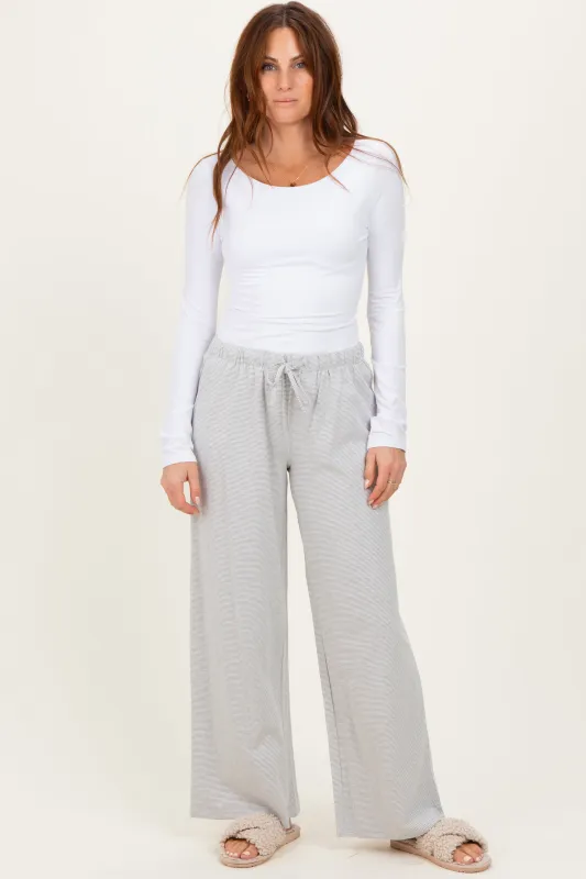 Heather Grey Striped Front Tie Lounge Pants sold by Pinkblush