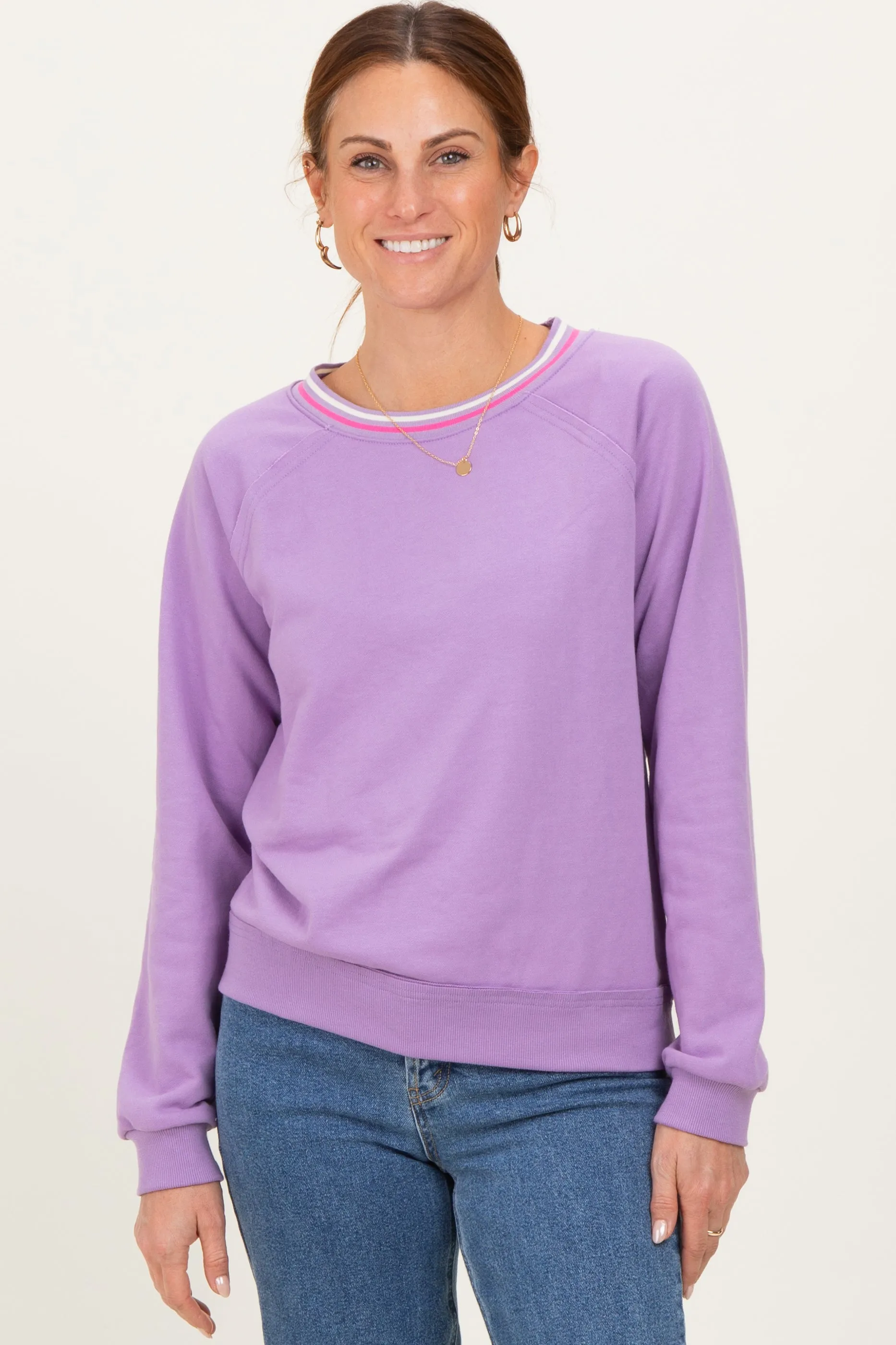 Violet Striped Neckline Terry Sweatshirt sold by Pinkblush product image thumbnail 2