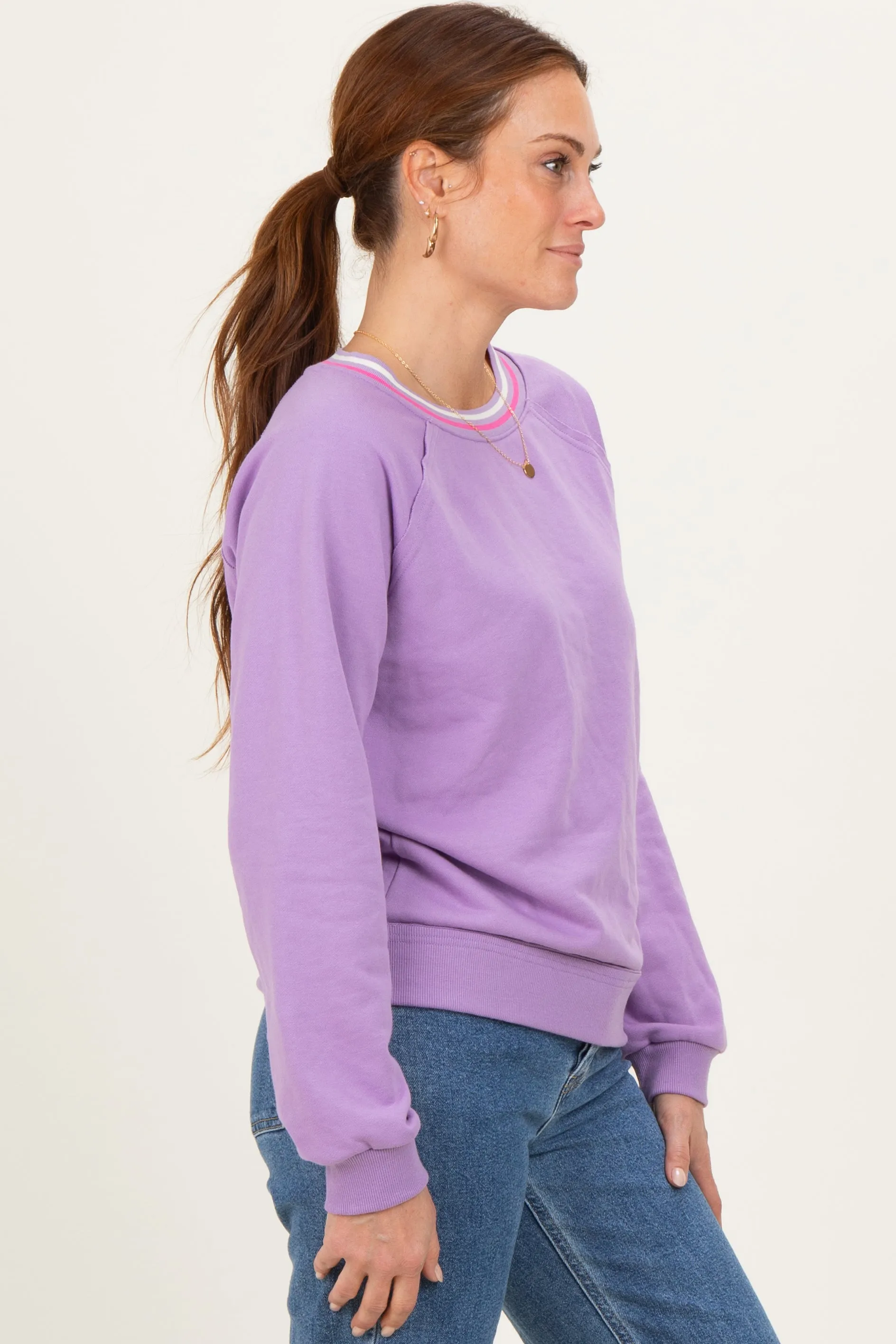 Violet Striped Neckline Terry Sweatshirt sold by Pinkblush product image thumbnail 3