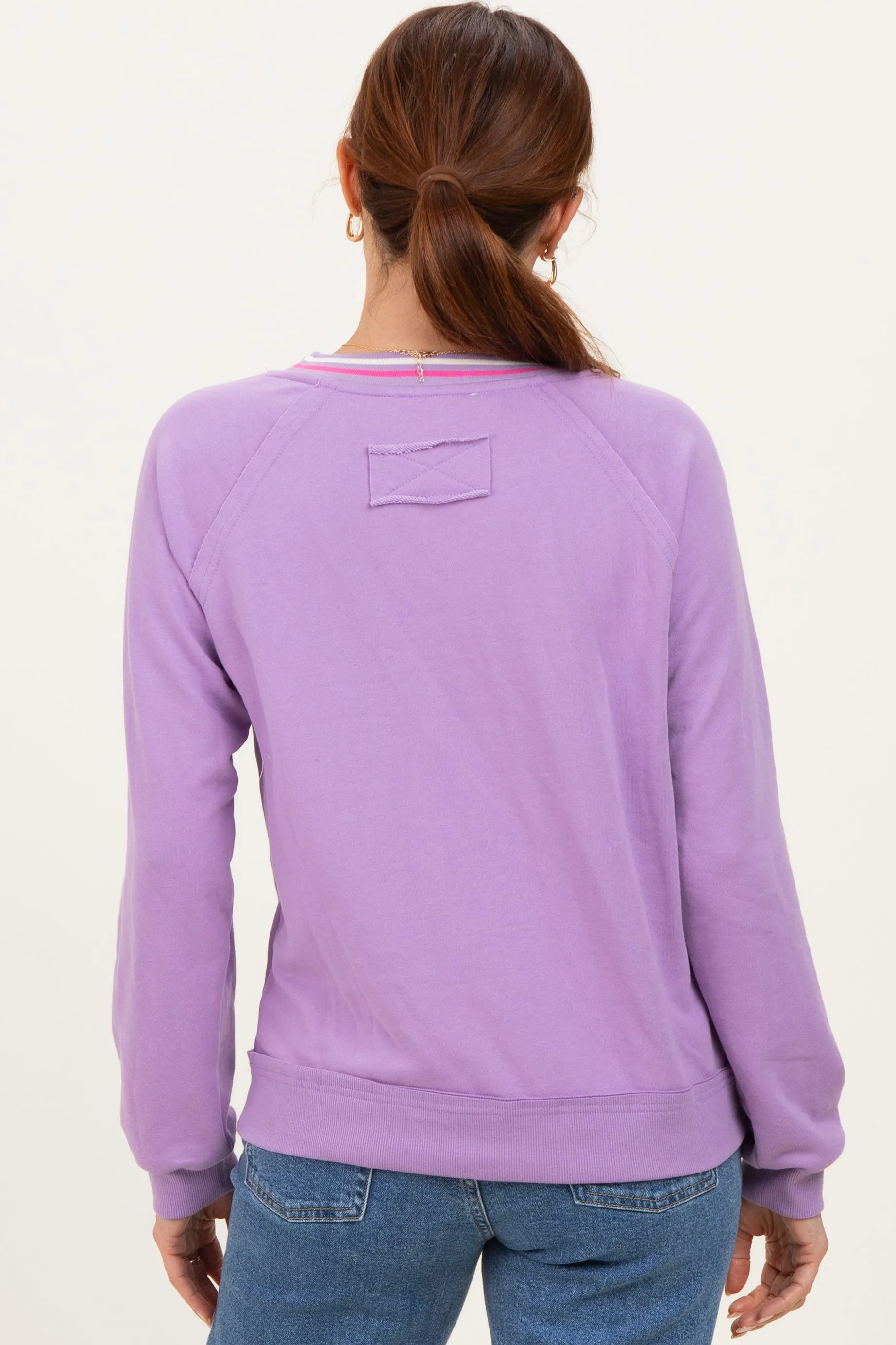 Violet Striped Neckline Terry Sweatshirt sold by Pinkblush product image thumbnail 4